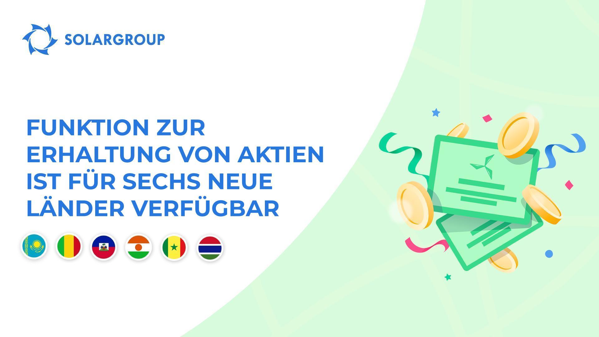 Wir eröffnen die Funktionalität in Kasachstan, Mali, Haiti, Niger, Senegal und Gambia.