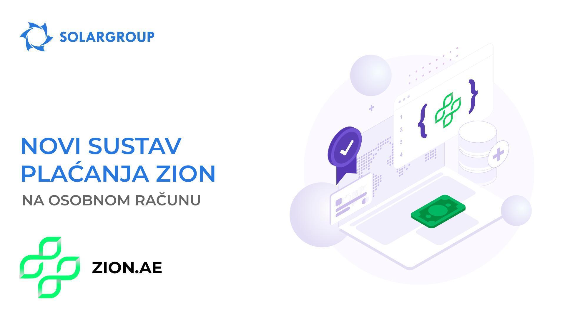 Novi sustav plaćanja Zion na osobnom računu
