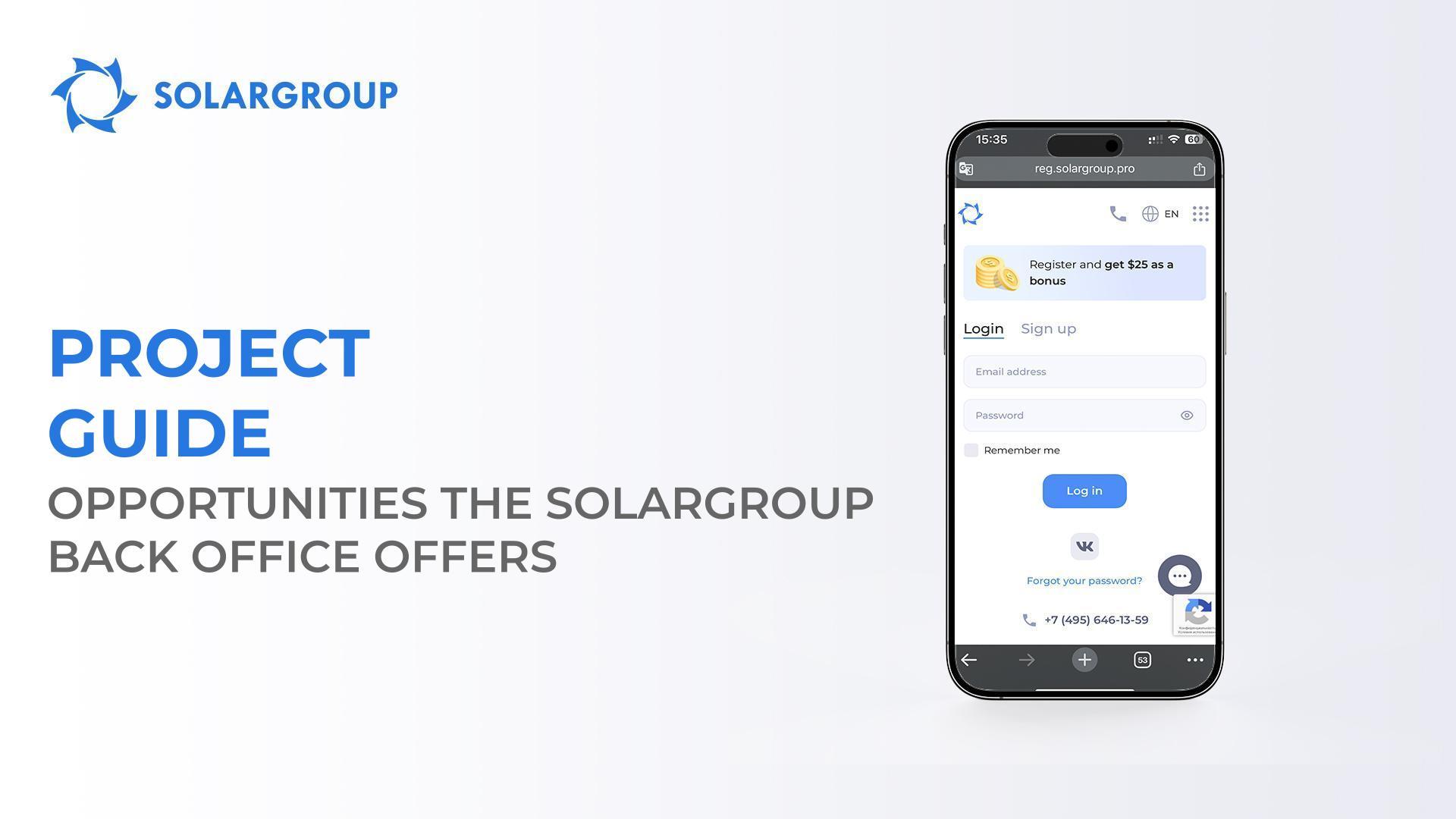 Project Guide: opportunities the SOLARGROUP back office offers