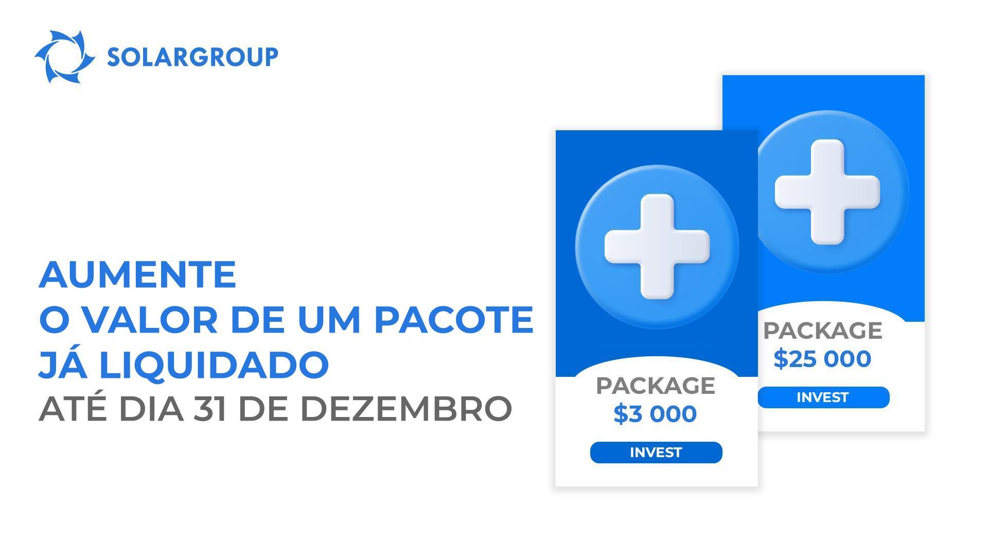 Aumente o valor do seu pacote já liquidado até ao dia 31 de dezembro