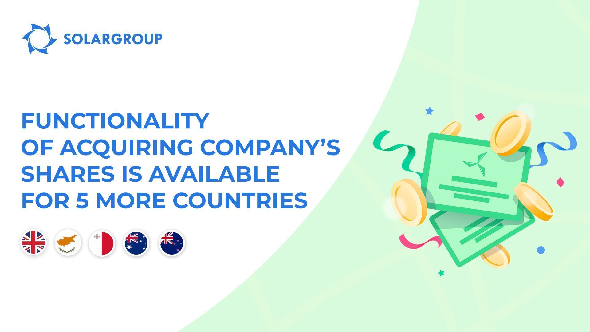 Opening functionality in the countries: United Kingdom, Cyprus, Malta, Australia, New Zealand