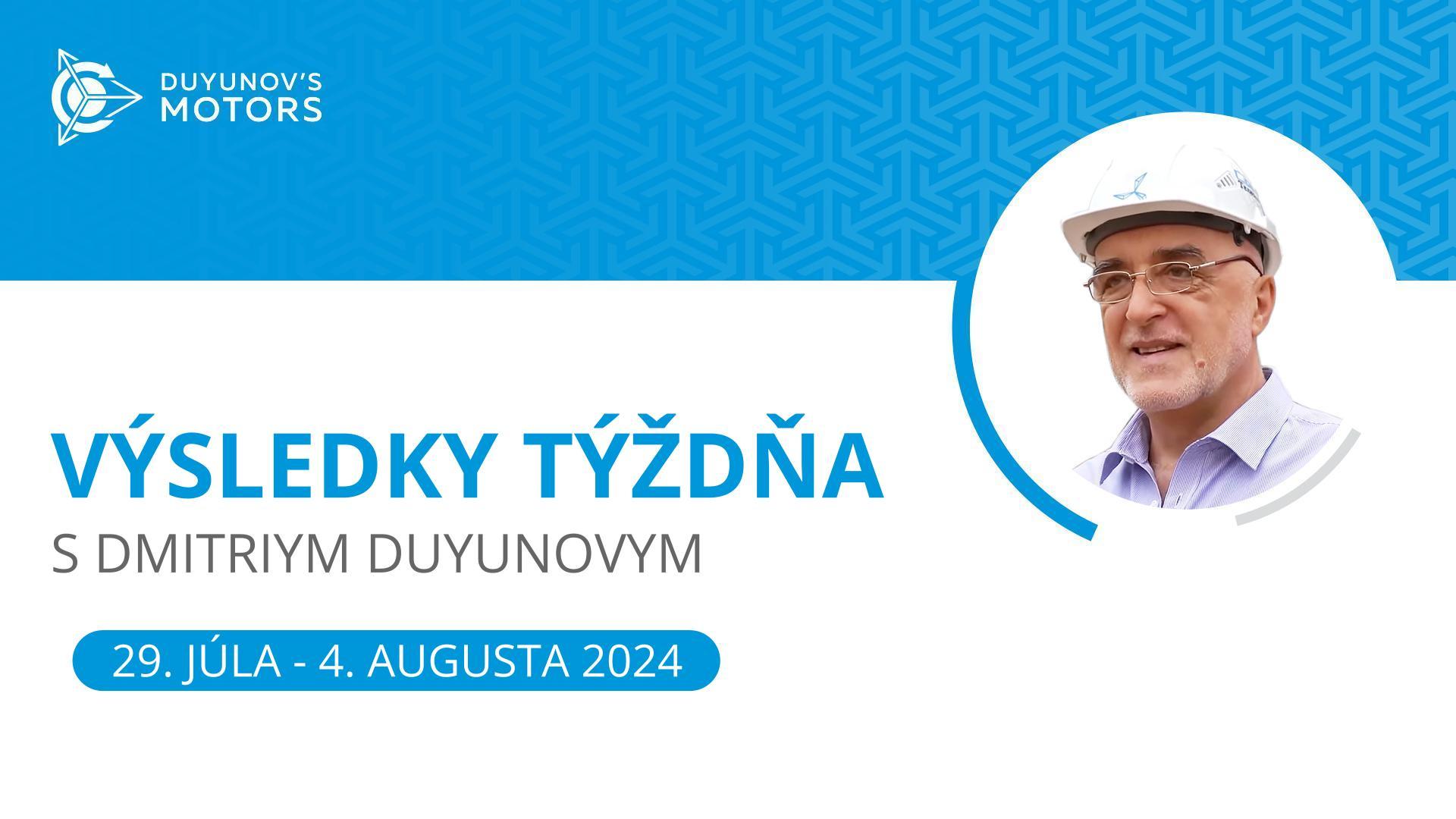 Výsledky týždňa v projekte "Motory Duyunova"