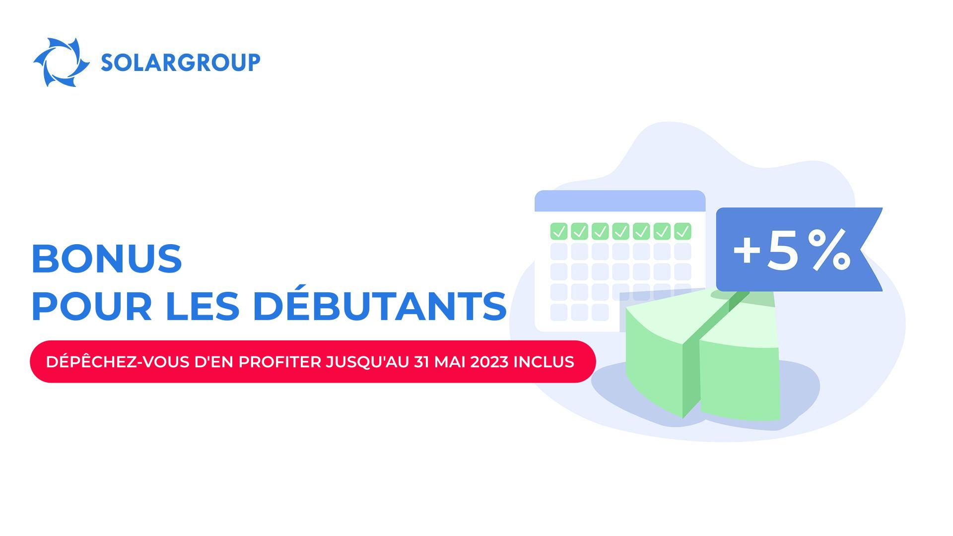 Investissez pendant la première semaine après votre inscription et obtenez 5% de parts en bonus