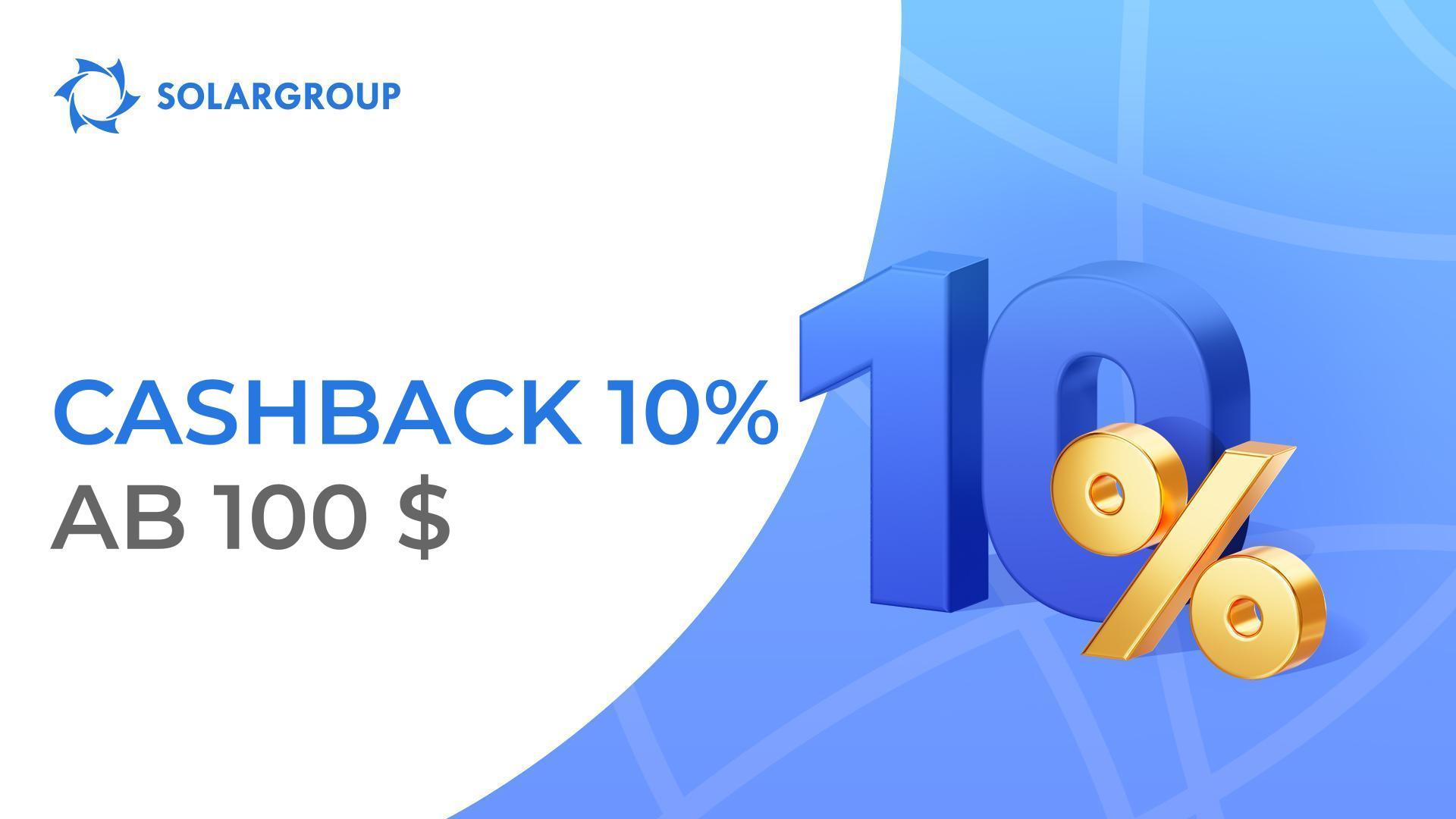 Erhalten Sie 10 $ Cashback für jede eingezahlten 100 $ beim Kauf eines weiteren Pakets