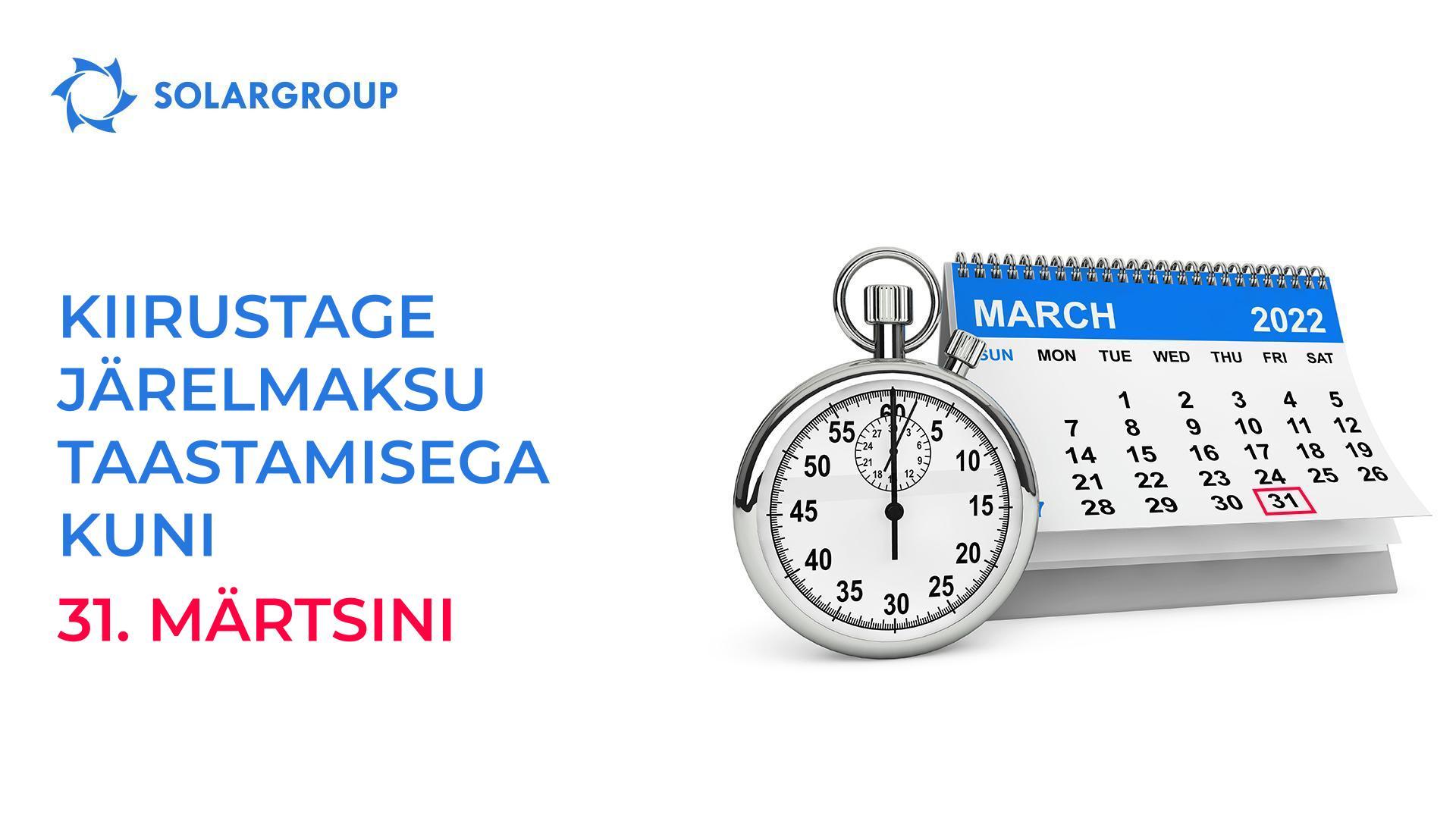 Kiirustage järelmaksu taastamisega kuni 31. märtsini