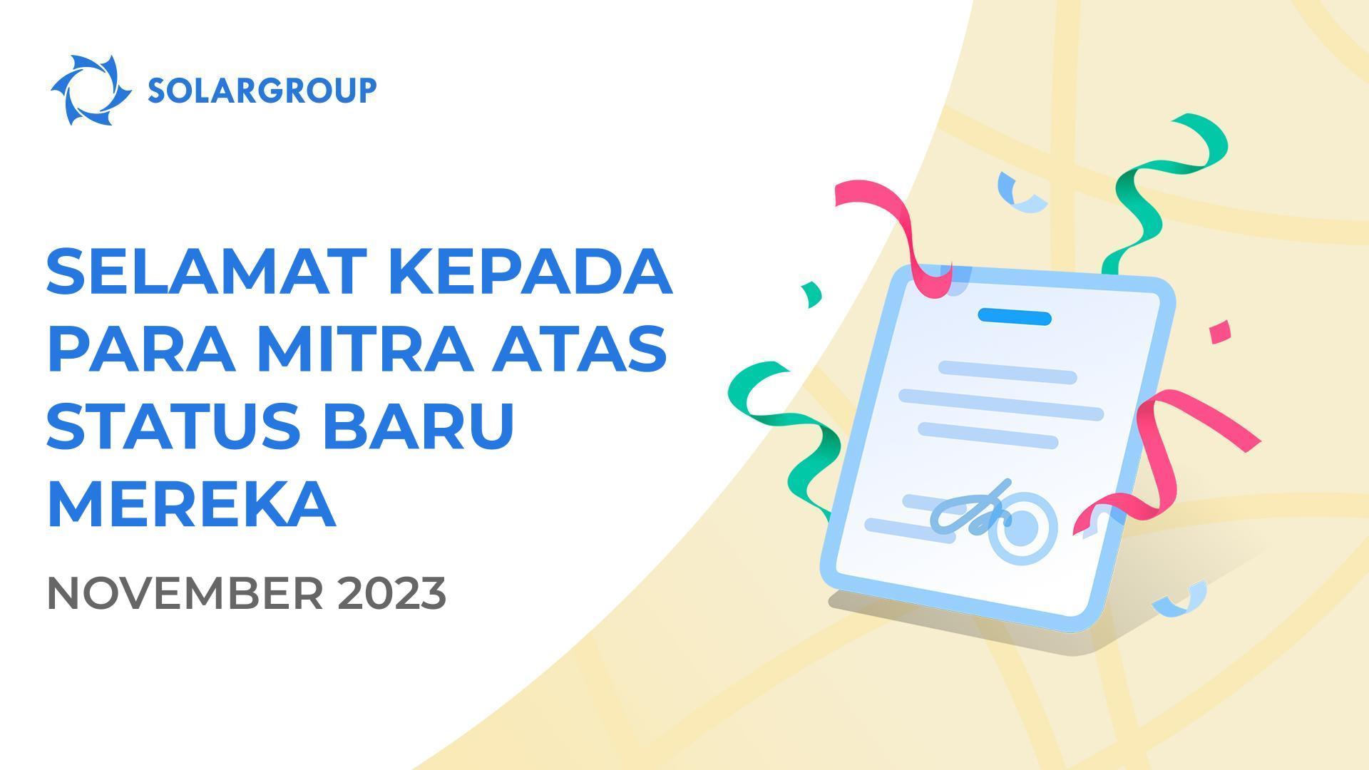 Kami ingin mengucapkan selamat datang kepada para mitra kami dengan status baru ini!