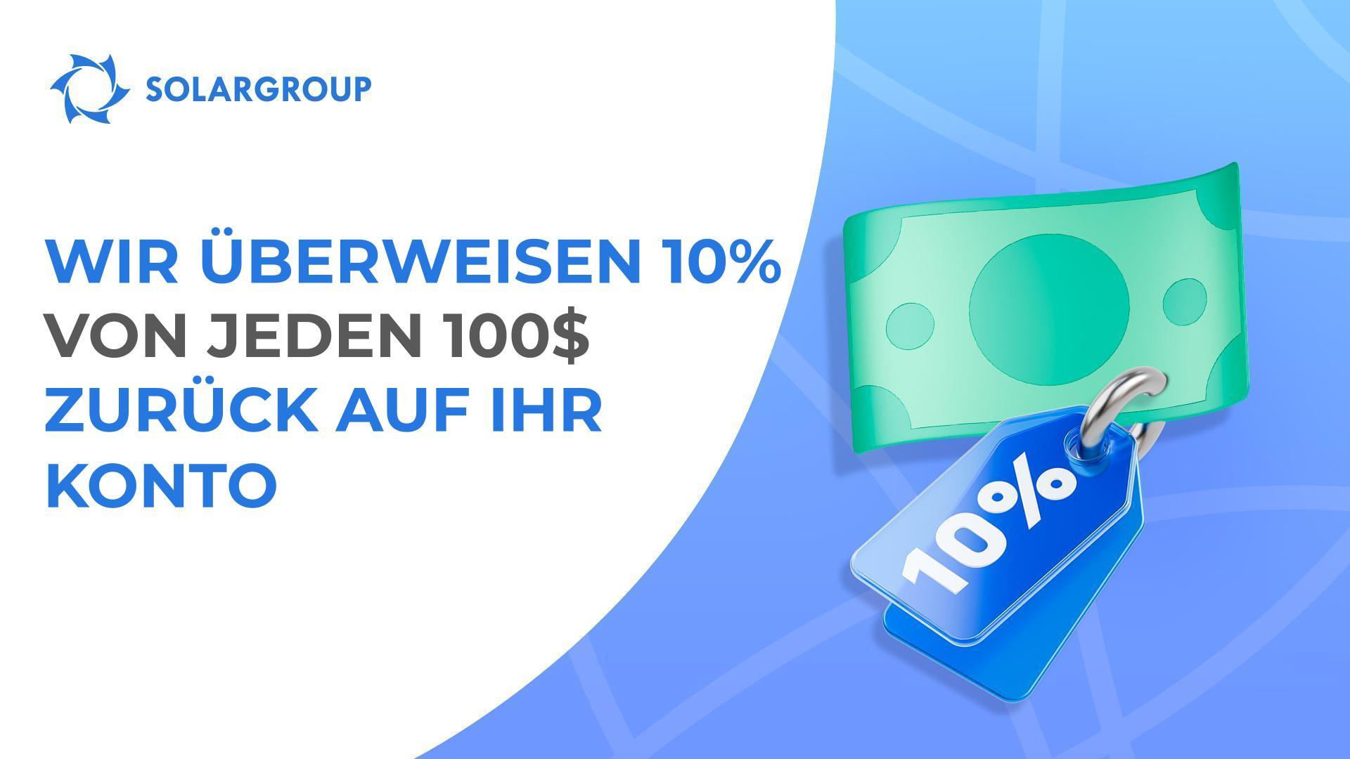 10% Cashback: Erwerben Sie neue Pakete und bekommen Sie von jeder Zahlung einen Teil zurück