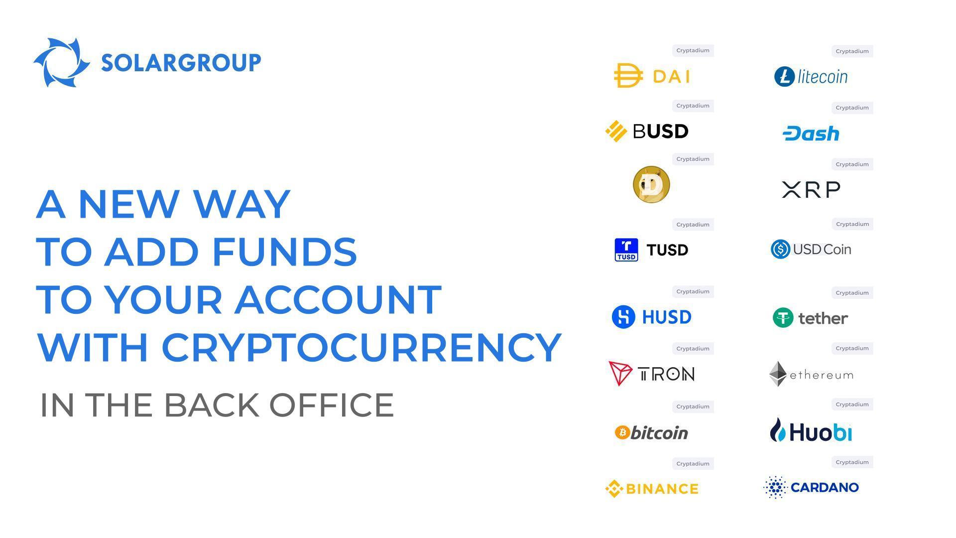 A new way to add funds to your account with cryptocurrency in the back office