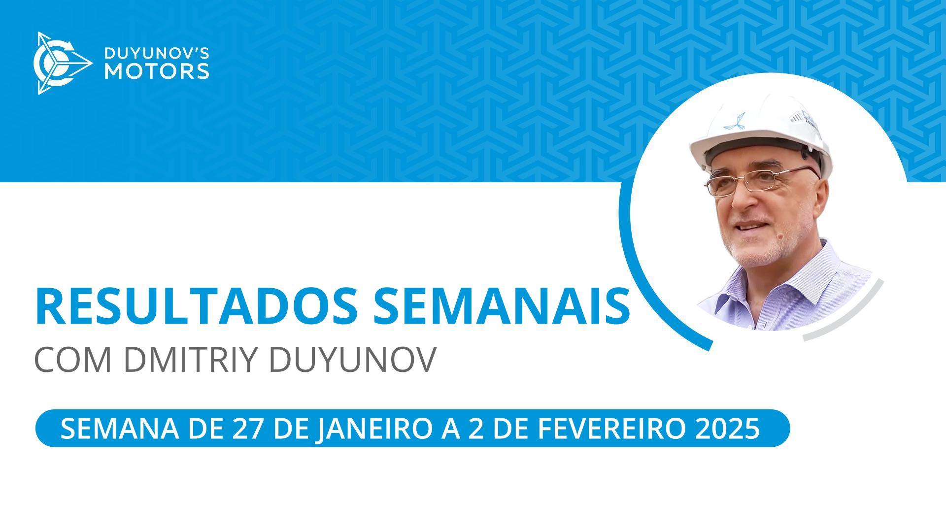 Os resultados semanais no projeto “Duyunov’s motors”