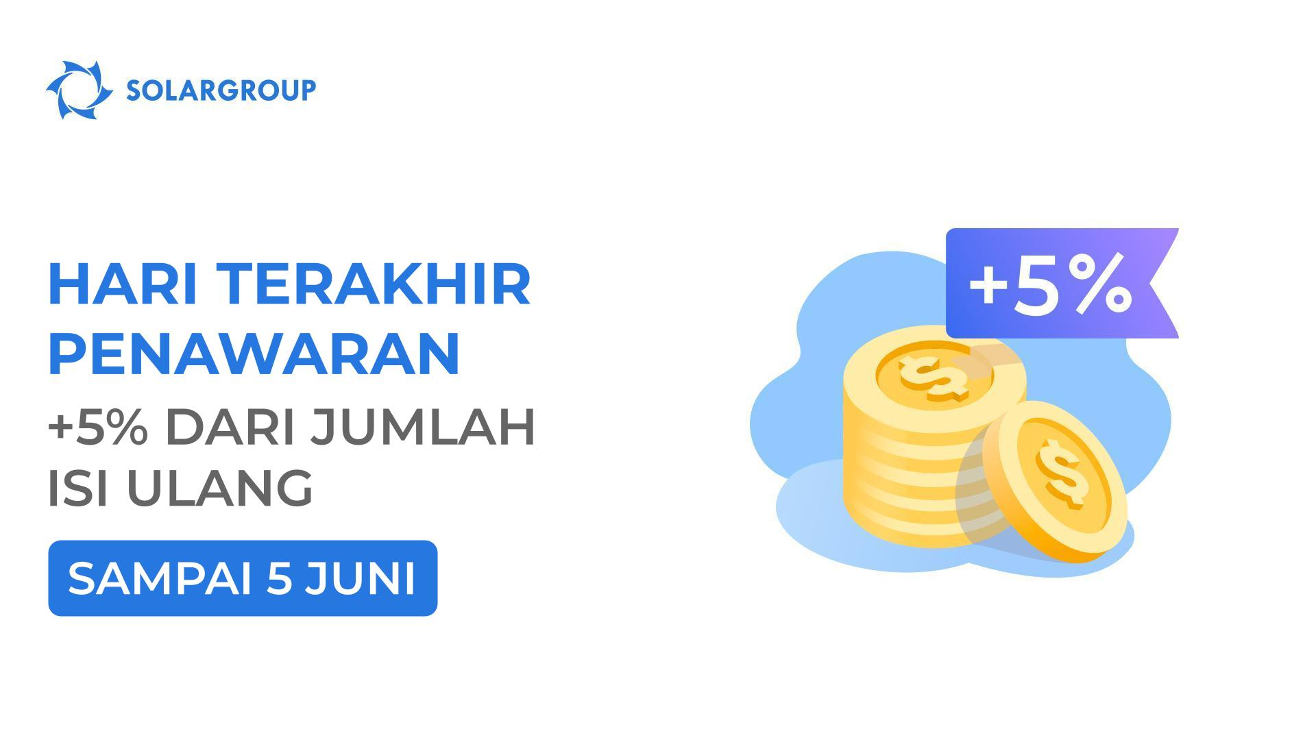 Penawaran "+5% dari jumlah isi ulang" tidak lama lagi akan berakhir