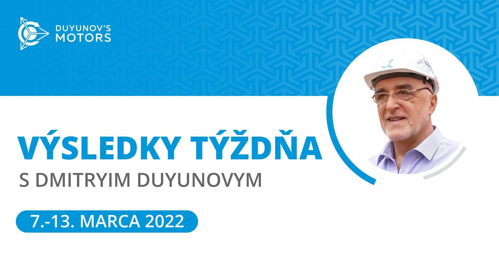 Výsledky týždňa v projekte "Motory Duyunova"