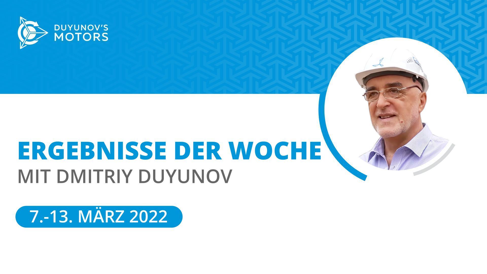 Ergebnisse der Woche im Projekt "Duyunov-Motoren"