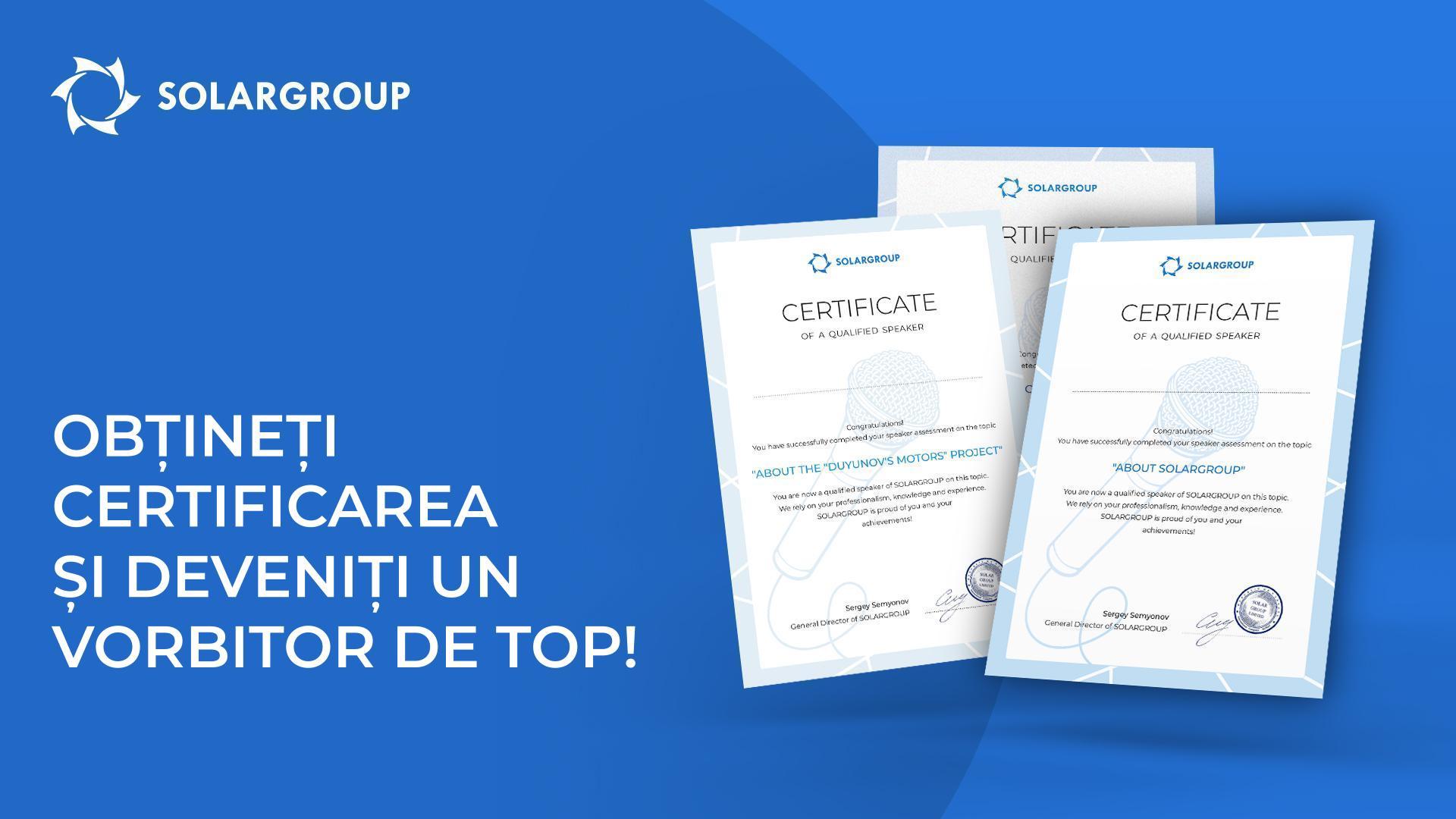Obțineți certificarea și deveniți un vorbitor de top!