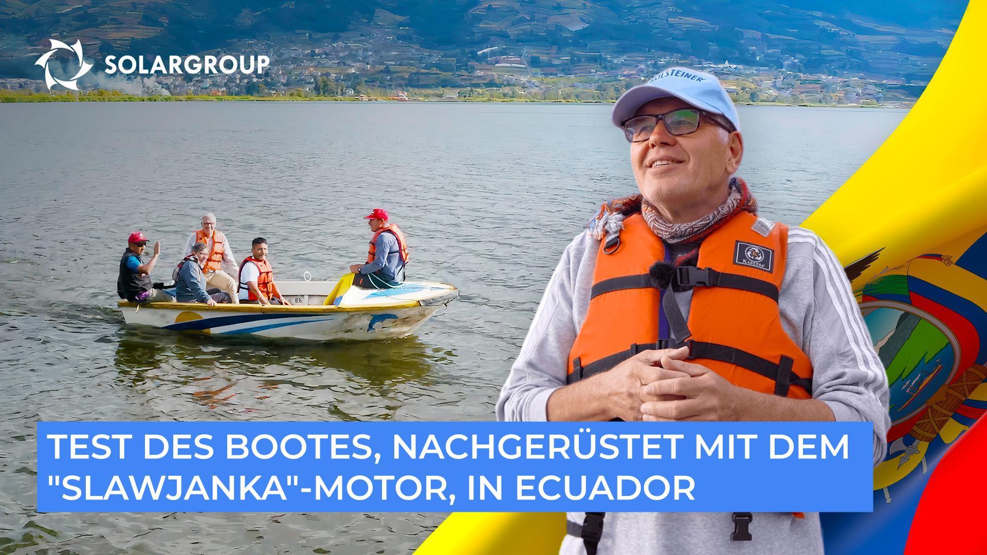 Das Boot, ausgestattet mit dem "Slawjanka"-Motor, wurde auf dem Bergsee San Pablo getestet