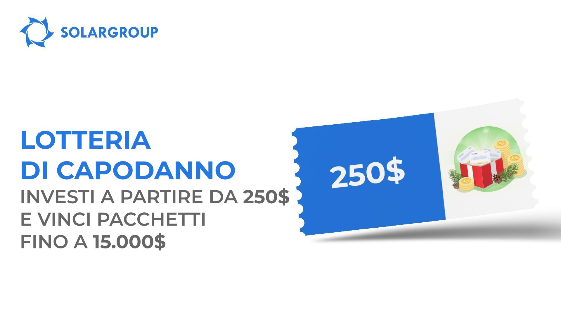 Lotteria di capodanno SOLARGROUP con montepremi di 25.000$