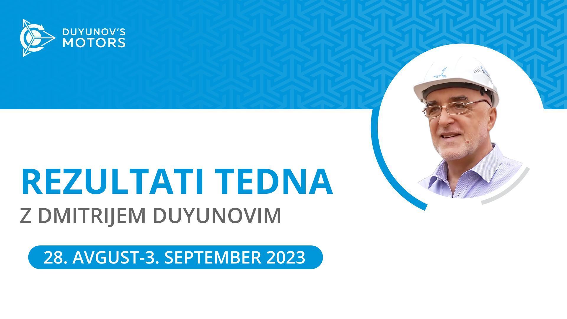 Rezultati tedna v projektu "Duyunovi motorji"