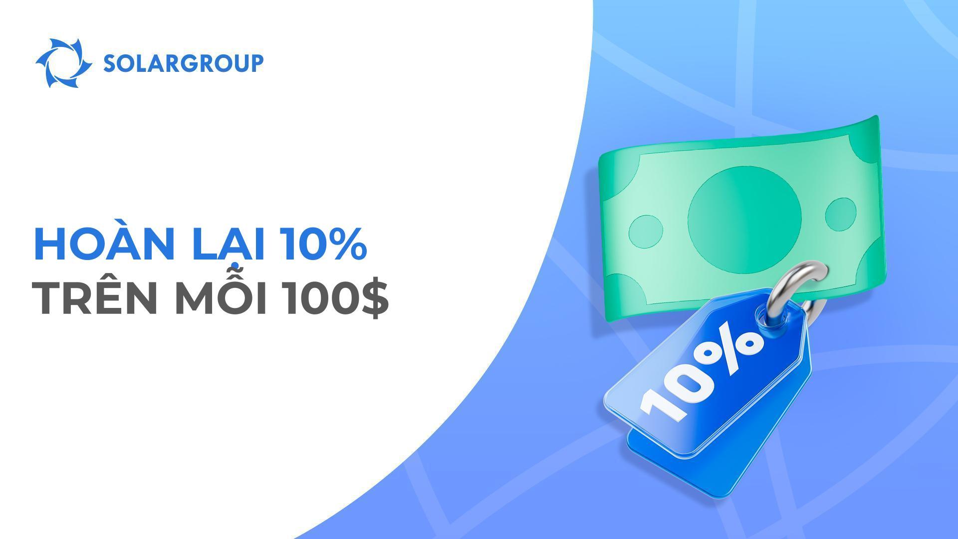 Hoàn tiền 10%: mua các gói mới và nhận lại tiền từ mỗi khoản thanh toán