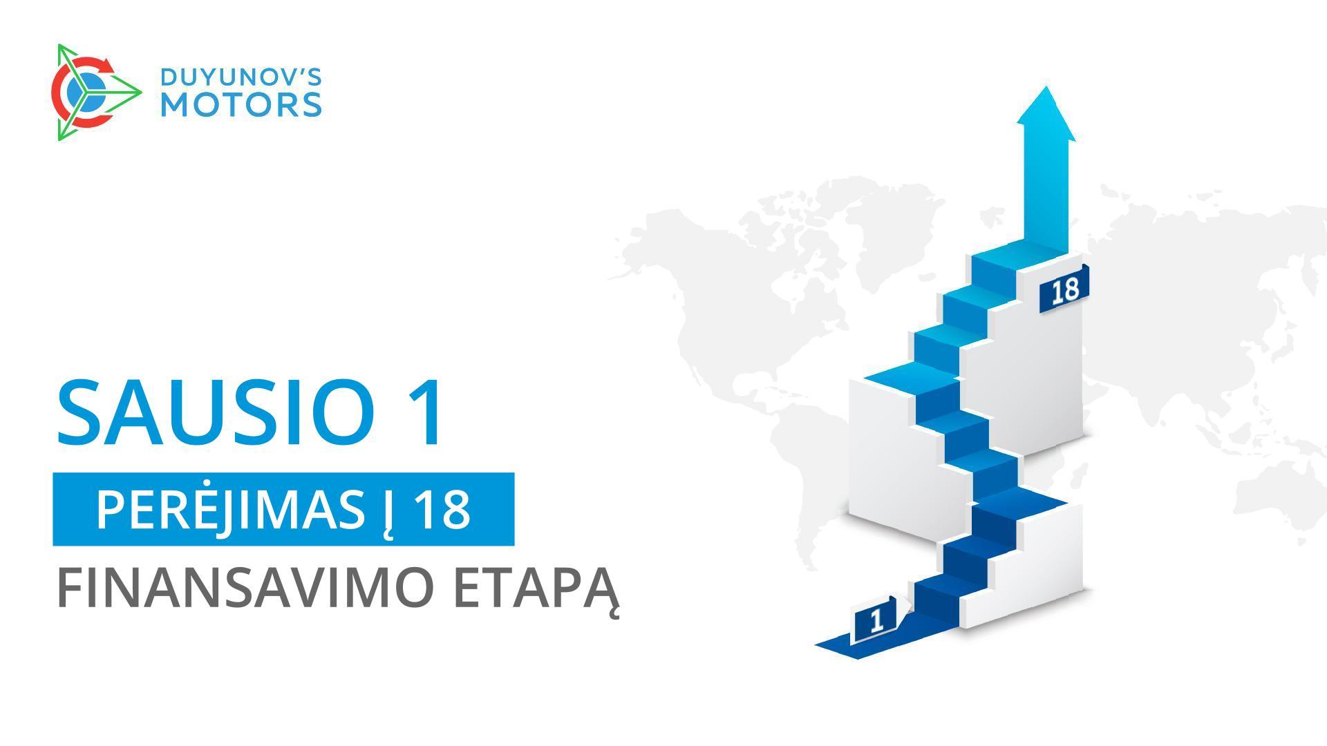 Sausio 1 d. projektas „Duyunovo Varikliai“ pereina į 18 finansavimo etapą!