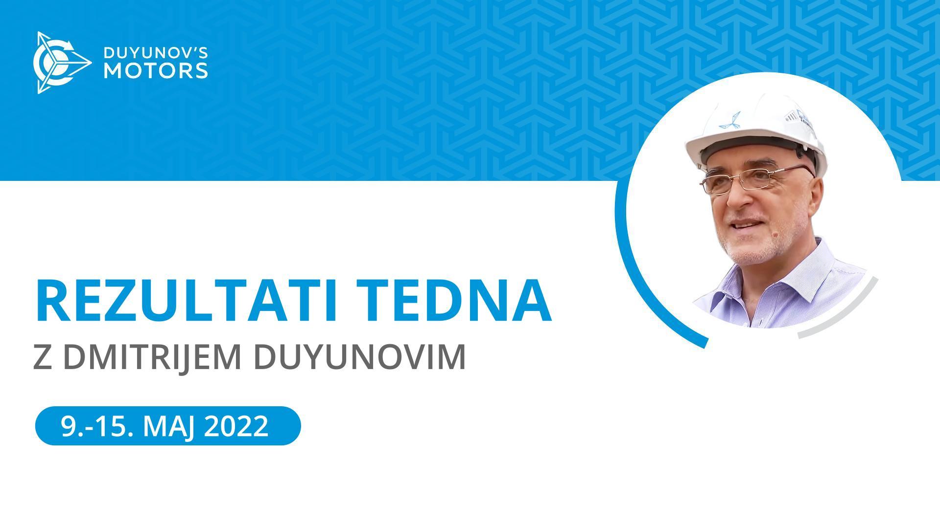 Rezultati tedna v projektu "Duyunovovi motorji"