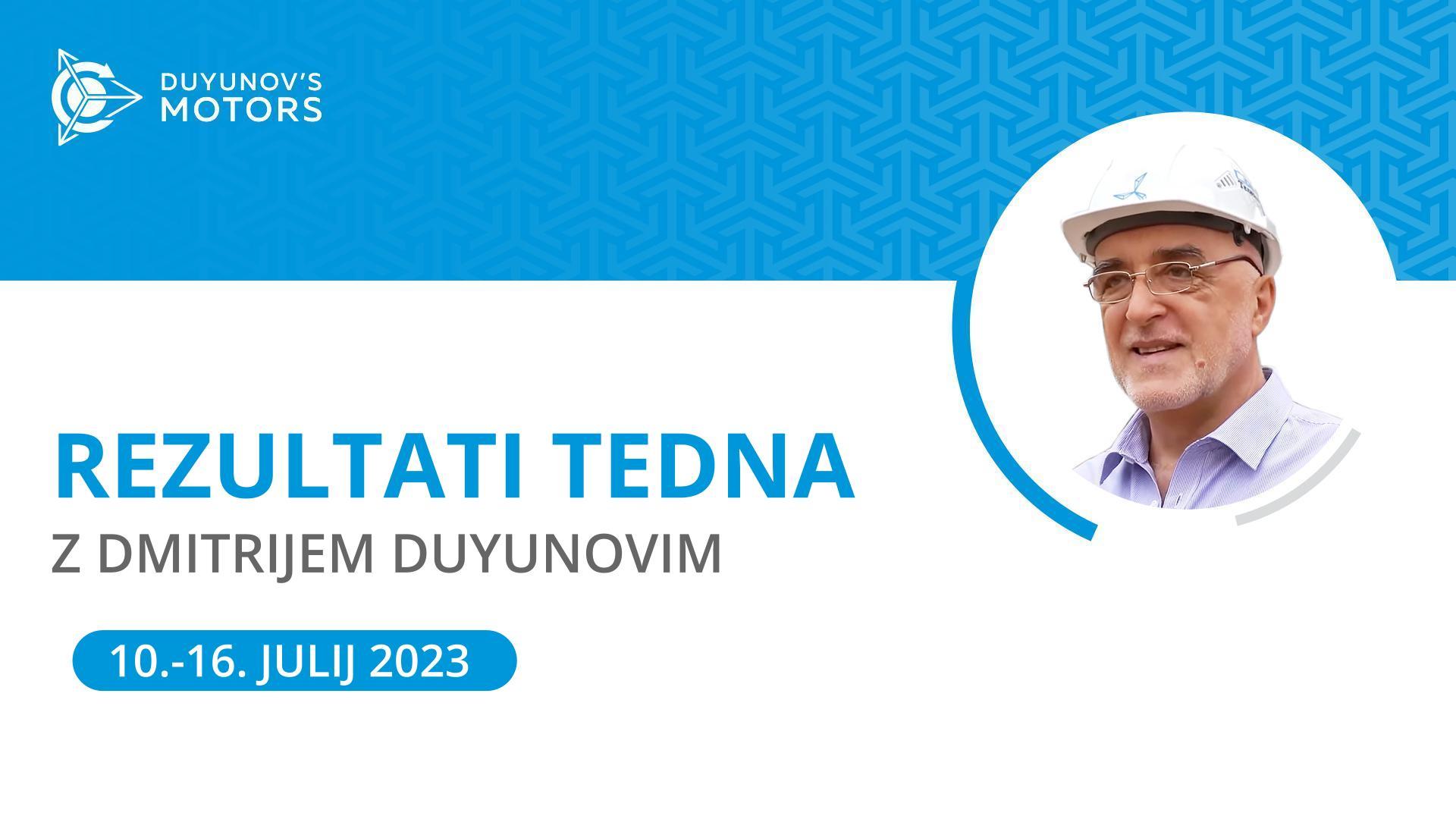 Rezultati tedna v projektu "Duyunovi motorji"