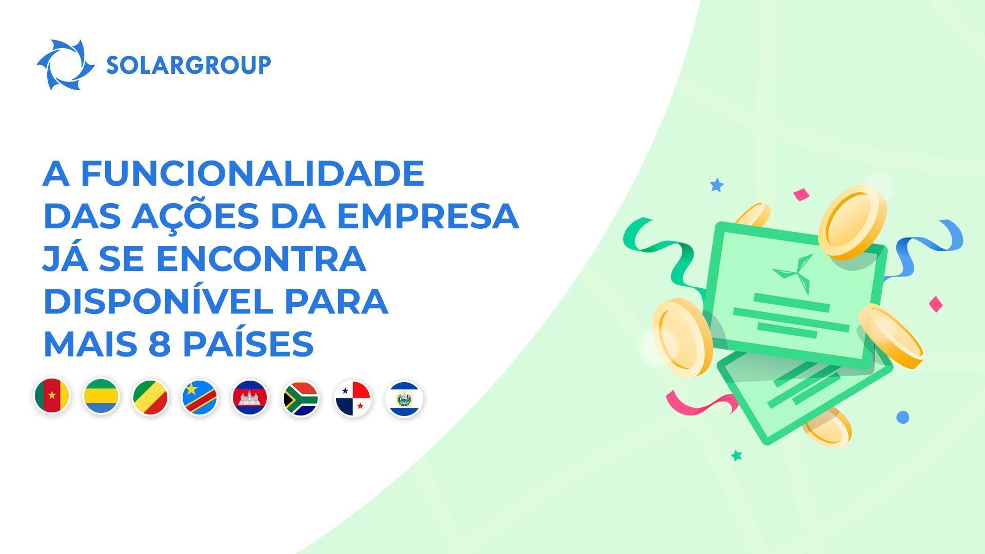 Disponibilização da funcionalidade para os seguintes países: Camarões, Gabão, República do Congo, República Democrática do Congo, Camboja, República da África do Sul, Panamá, Salvador