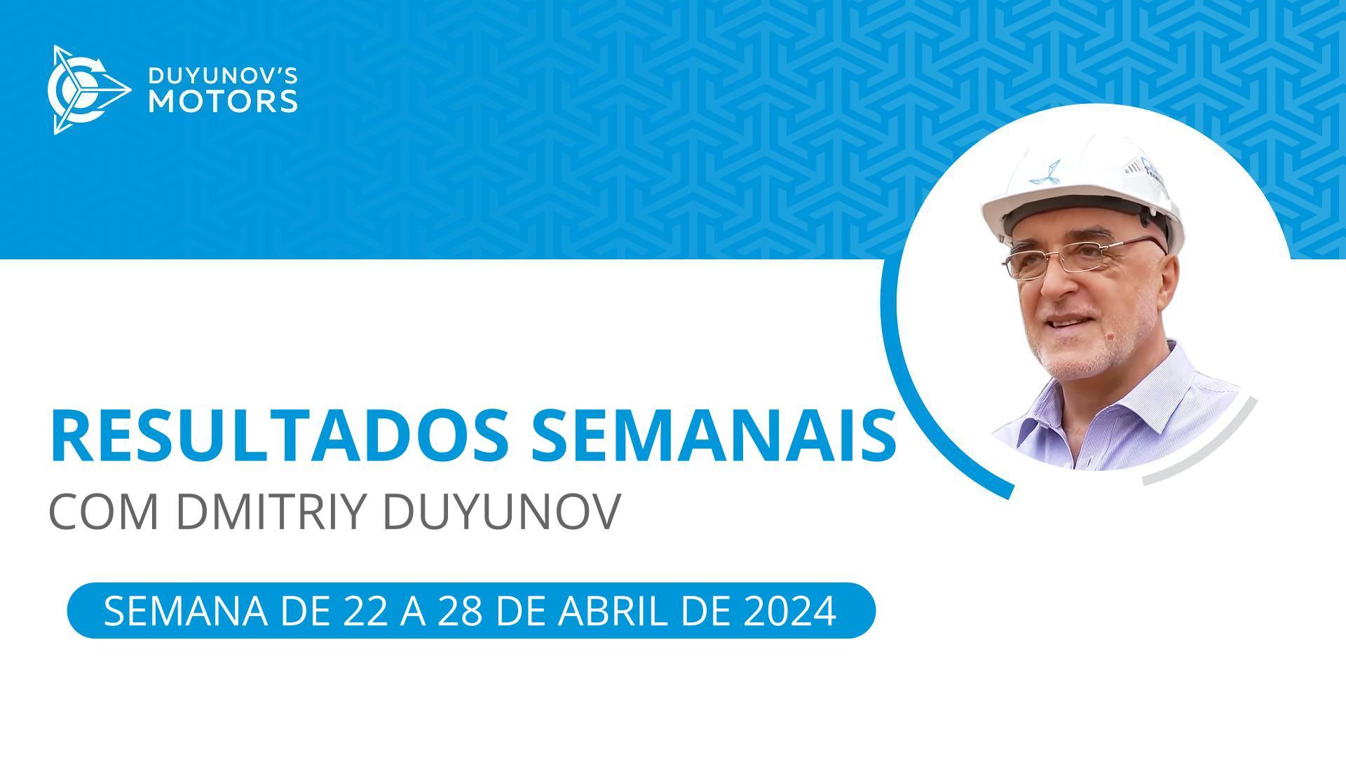 Os resultados semanais no projeto "Duyunov's motors"