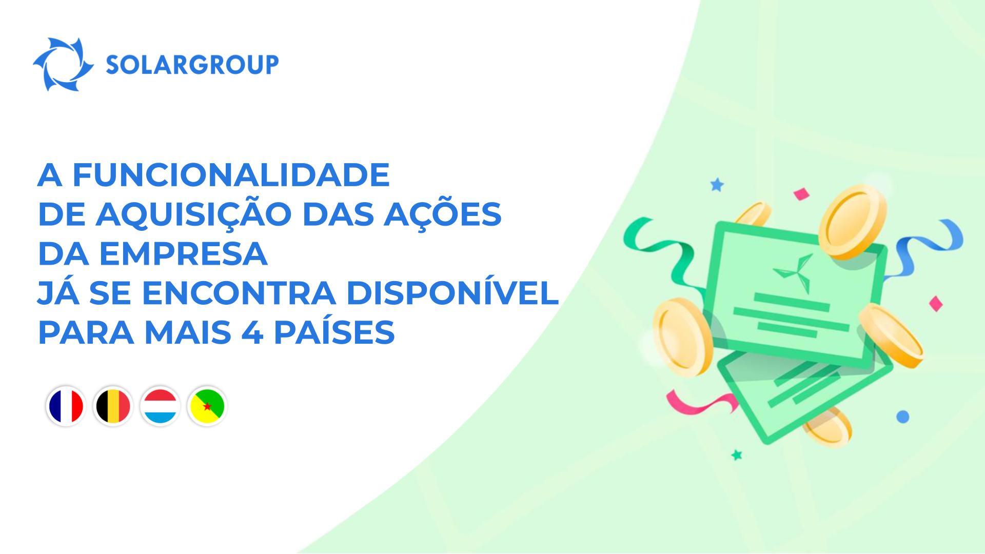 Disponibilização da funcionalidade para os seguintes países: França, Bélgica, Luxemburgo e Guiana Francesa