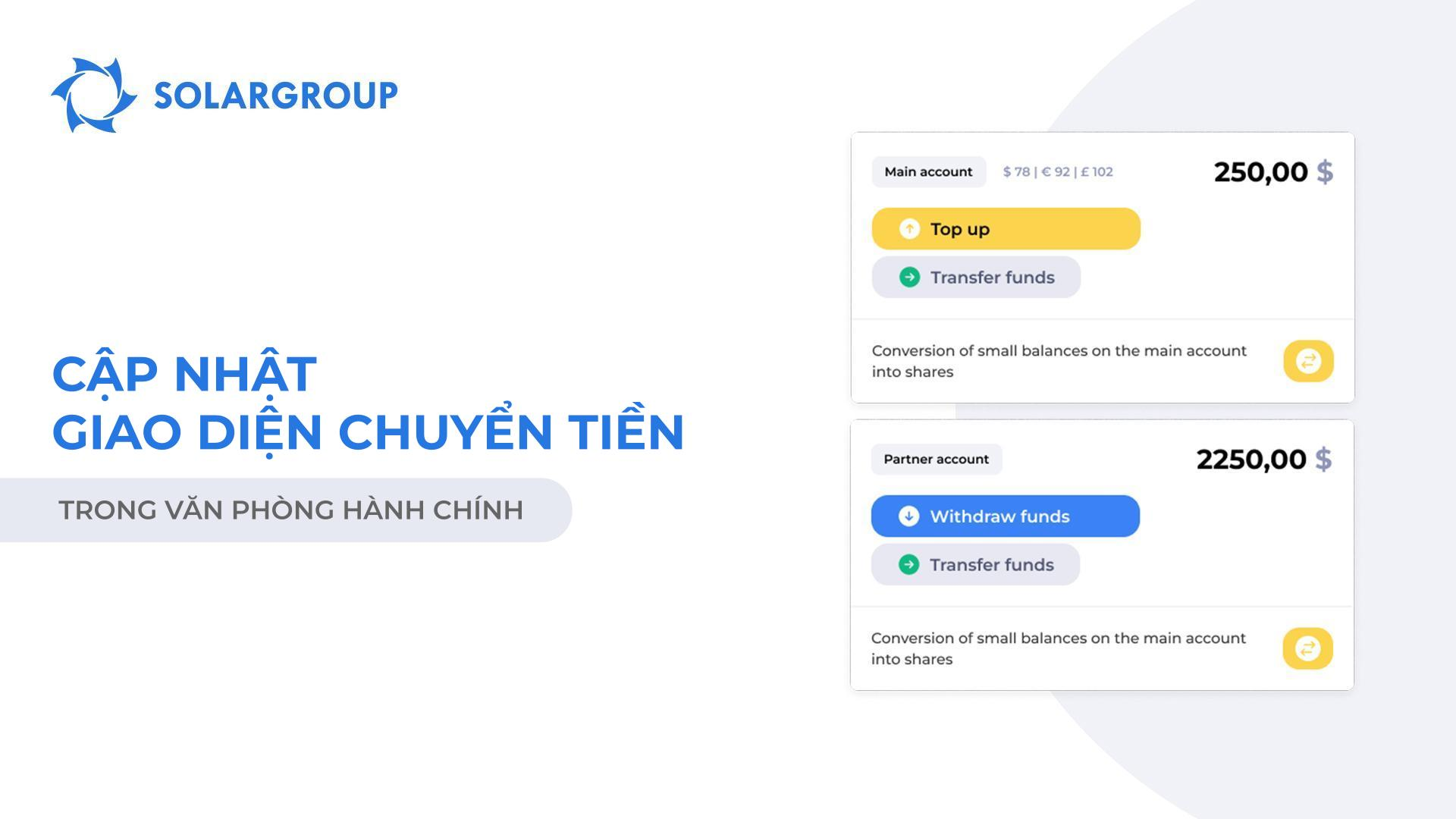 Giao diện chuyển tiền tại văn phòng hàn chính đã được cập nhật