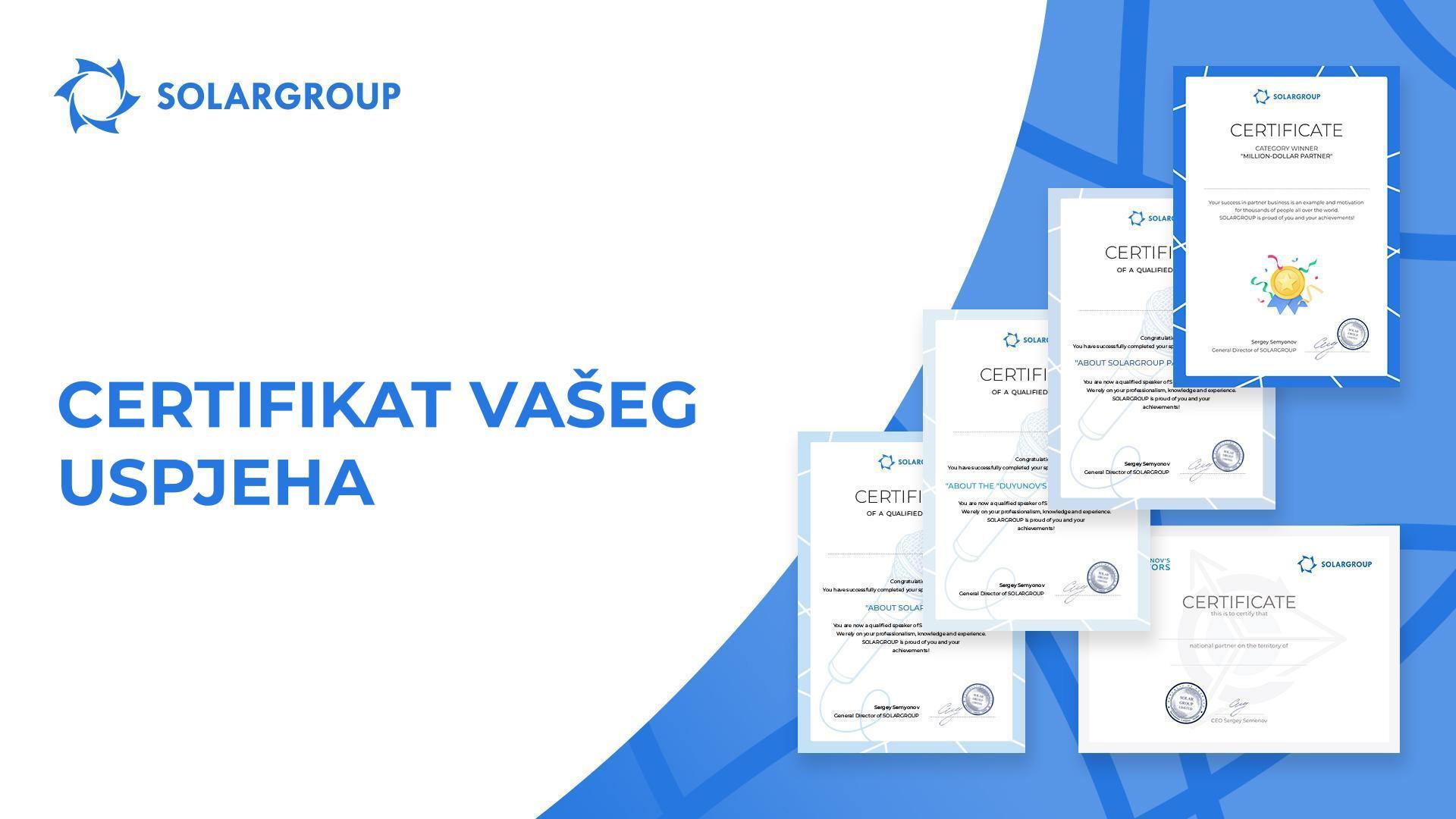 Vaš certifikat čeka na osobnom računu!