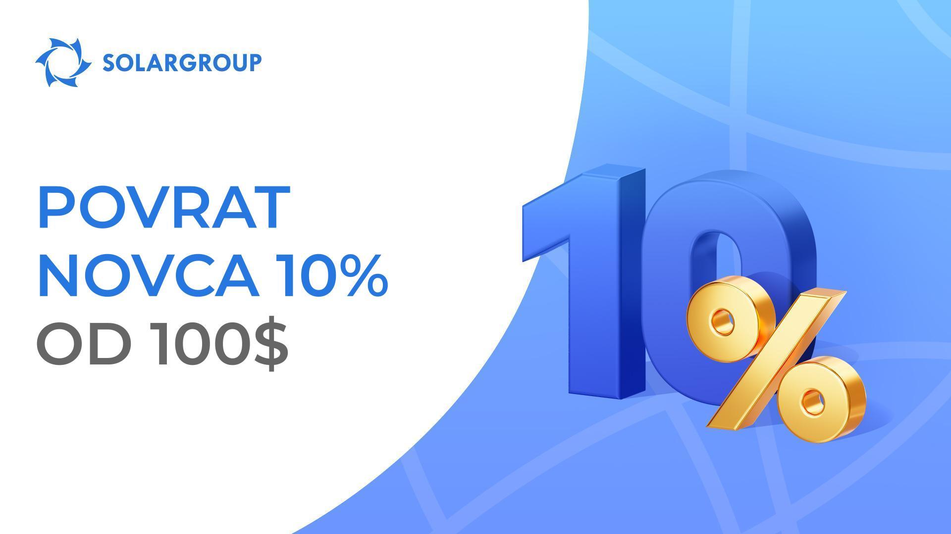Ostvarite 10 $ povrata za svakih 100 $ prilikom kupnje novog paketa