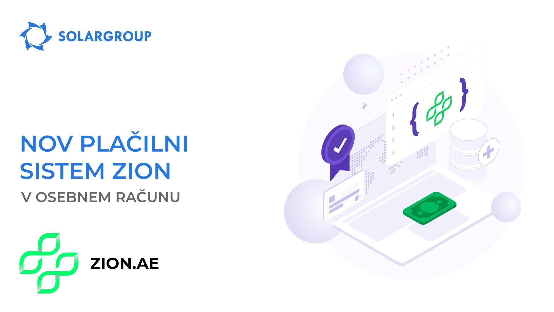 Nov plačilni sistem Zion v osebnem računu