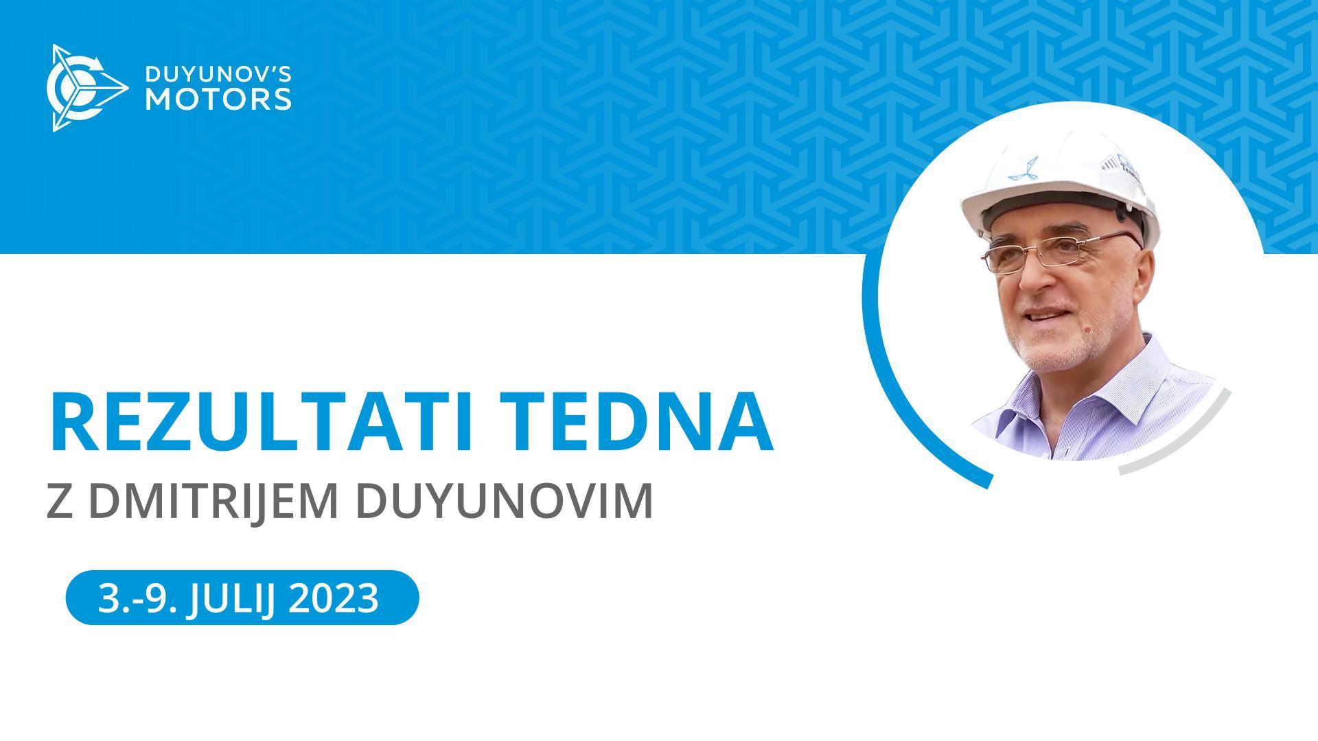 Rezultati tedna v projektu "Duyunovi motorji"