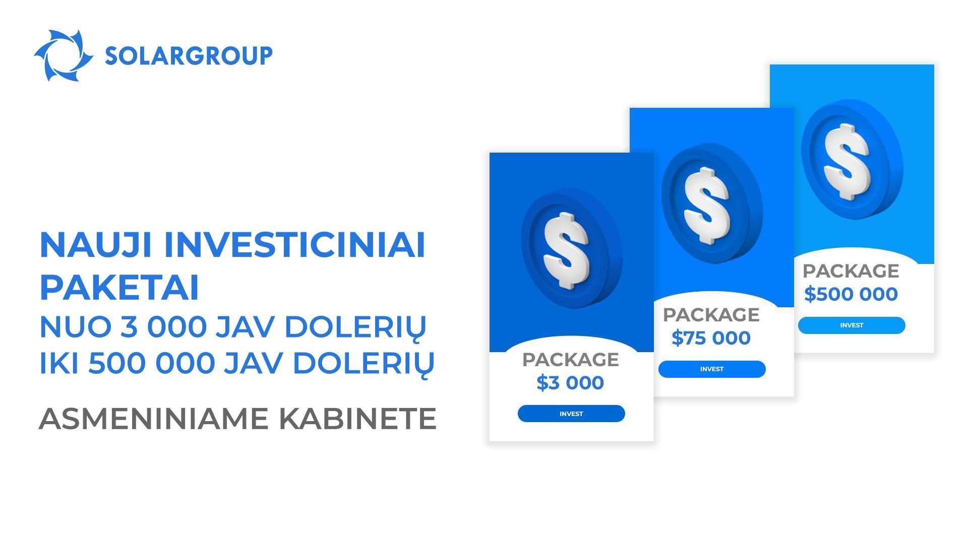 Naujų nominalų investiciniai paketai asmeniniame kabinete