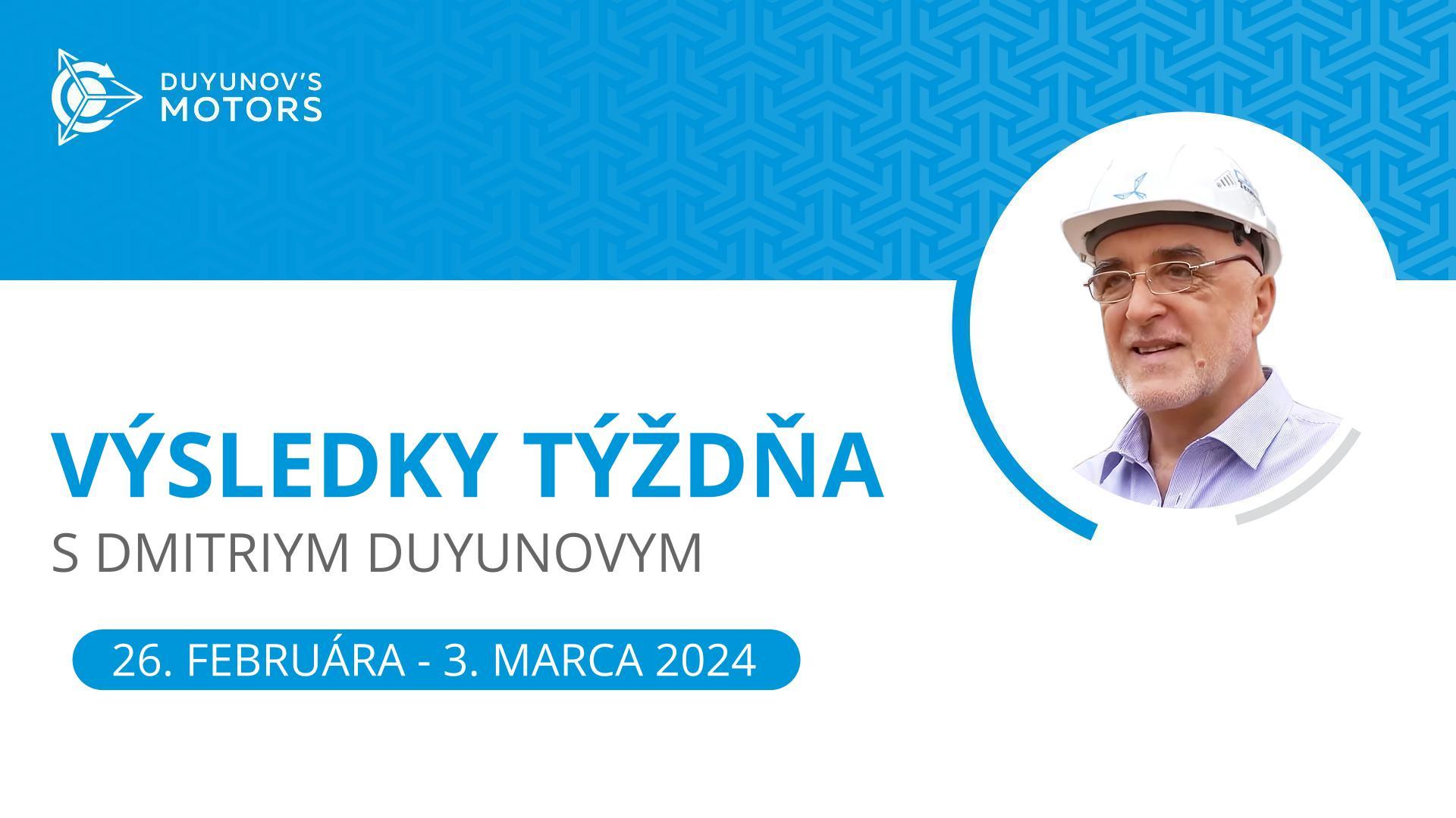 Výsledky týždňa v projekte "Motory Duyunova"
