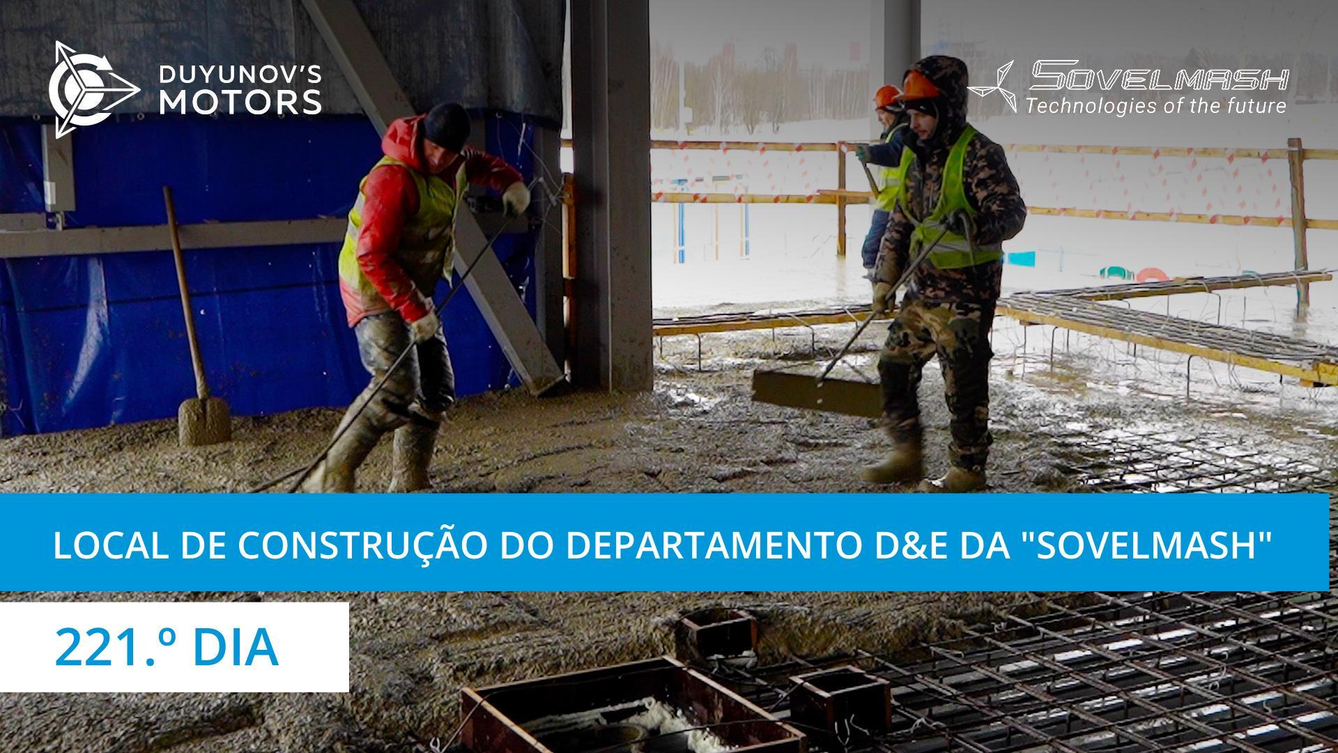 O começo da betonagem das lajes entre pisos na divisão de escritórios e serviços sociais (O&A) do departamento D&E da "Sovelmash" | 221.º dia