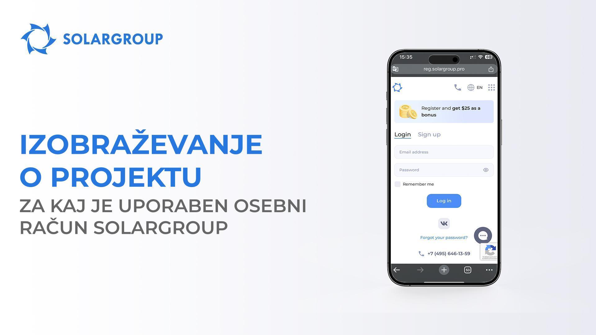 Izobraževanje o projektu: kako je uporaben osebni račun SOLARGROUP?
