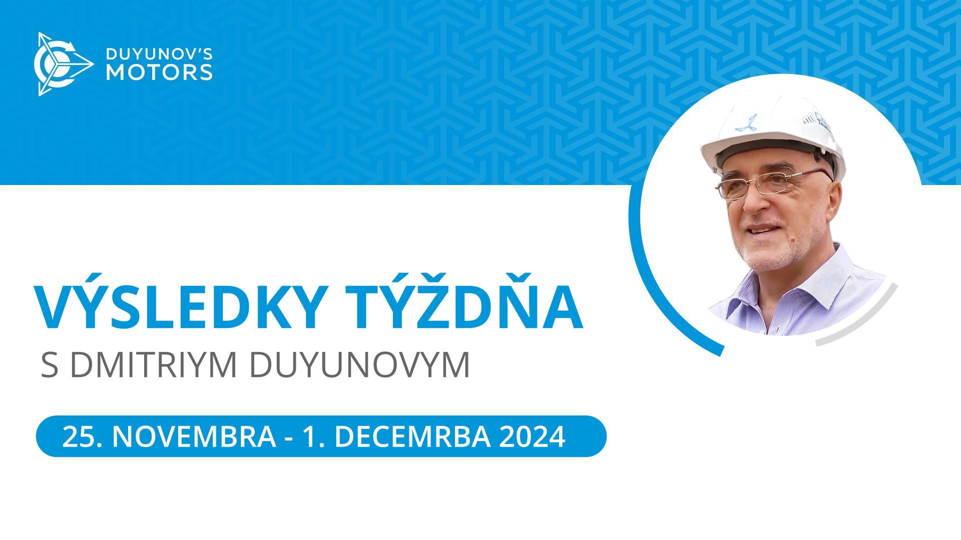 Výsledky týždňa v projekte "Motory Duyunova"