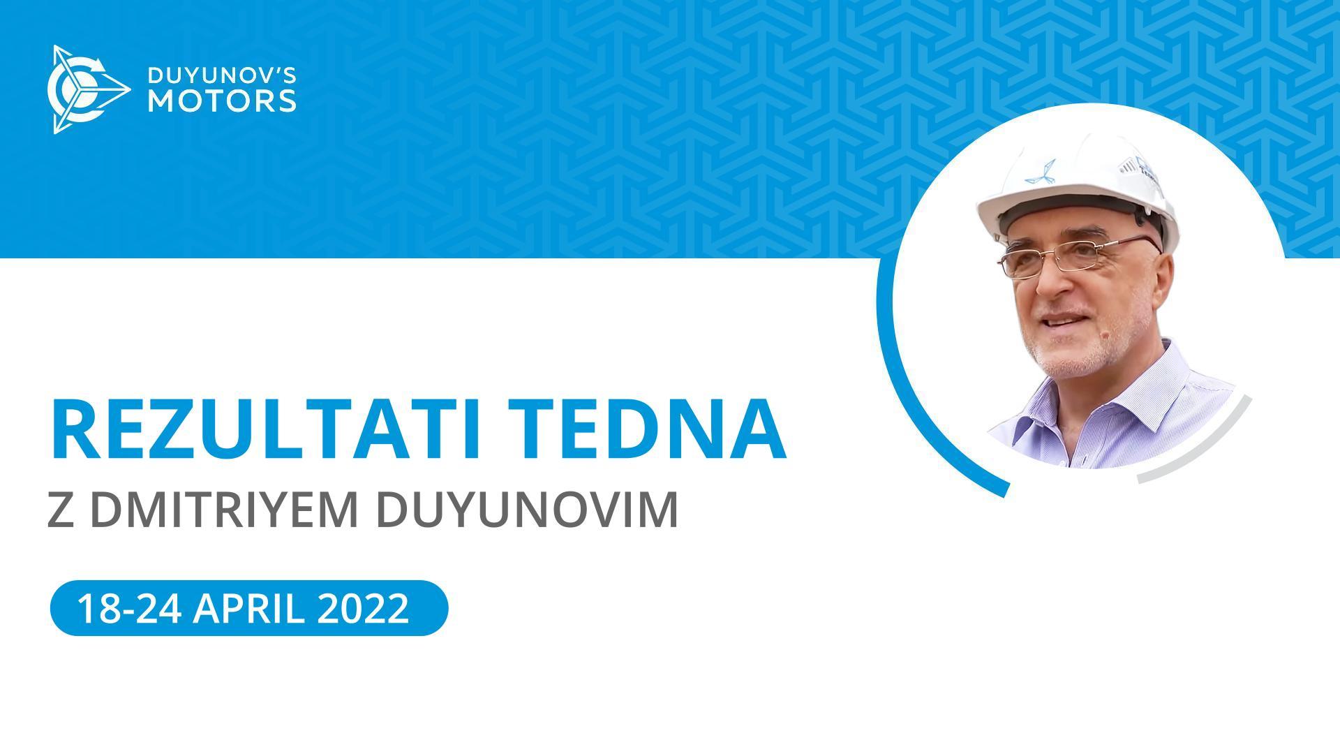 Rezultati tedna v projektu "Duyunovovi motorji"