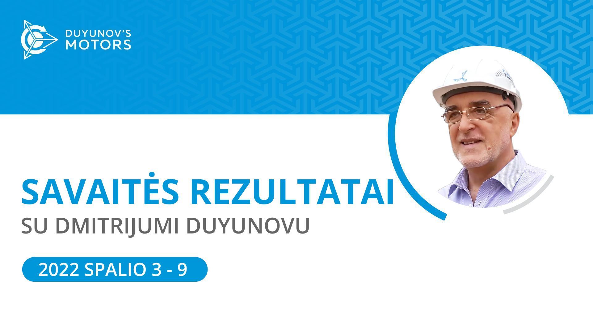 Savaitės rezultatai projekte „Duyunovo Varikliai“