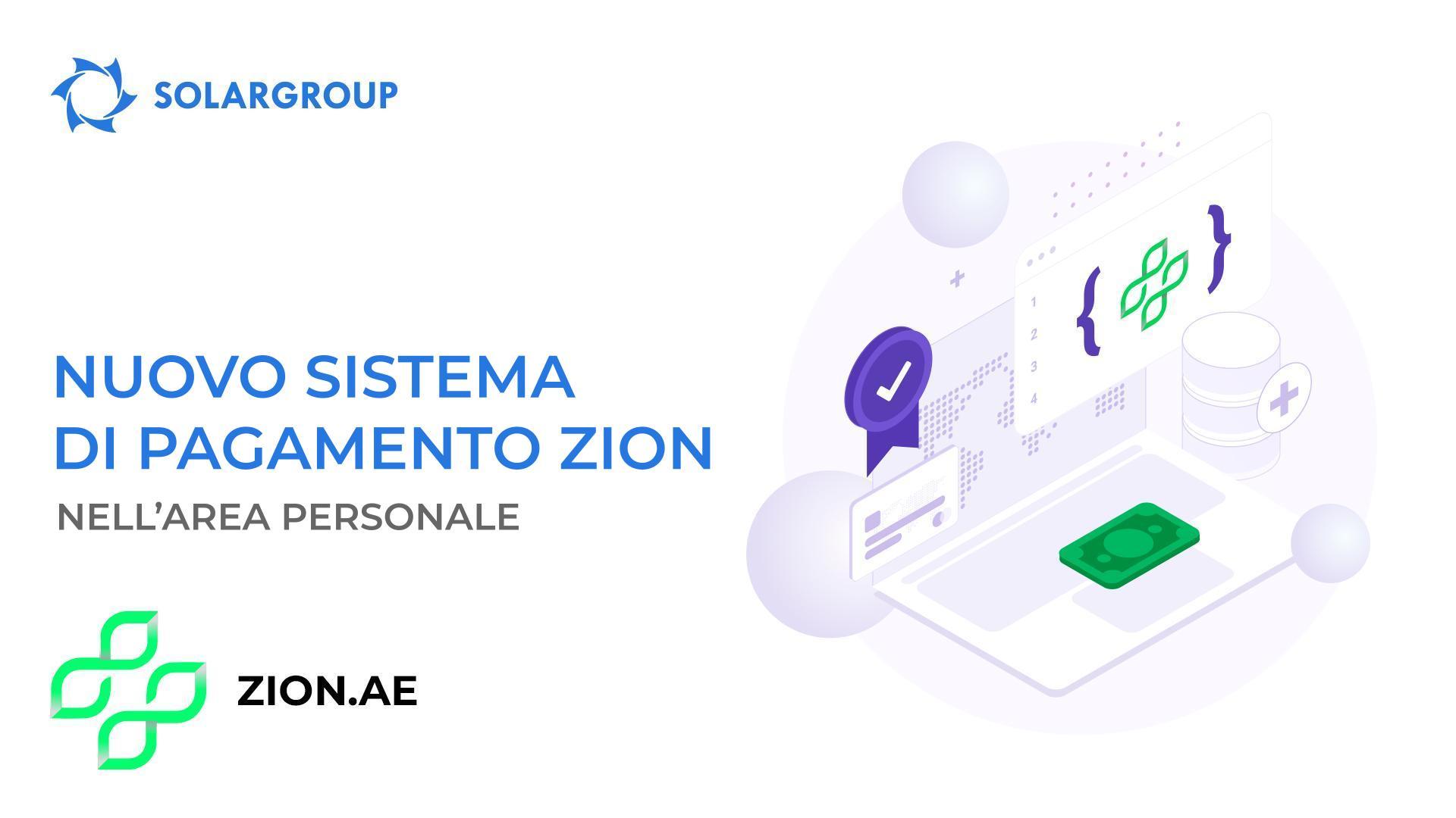 Nuovo sistema di pagamento nell'area personale: Zion