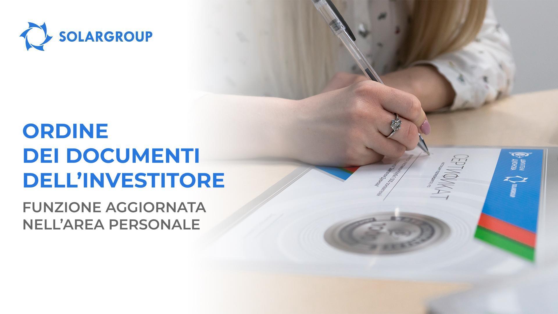 Ordine dei documenti dell'investitore: funzione aggiornata nell'area personale