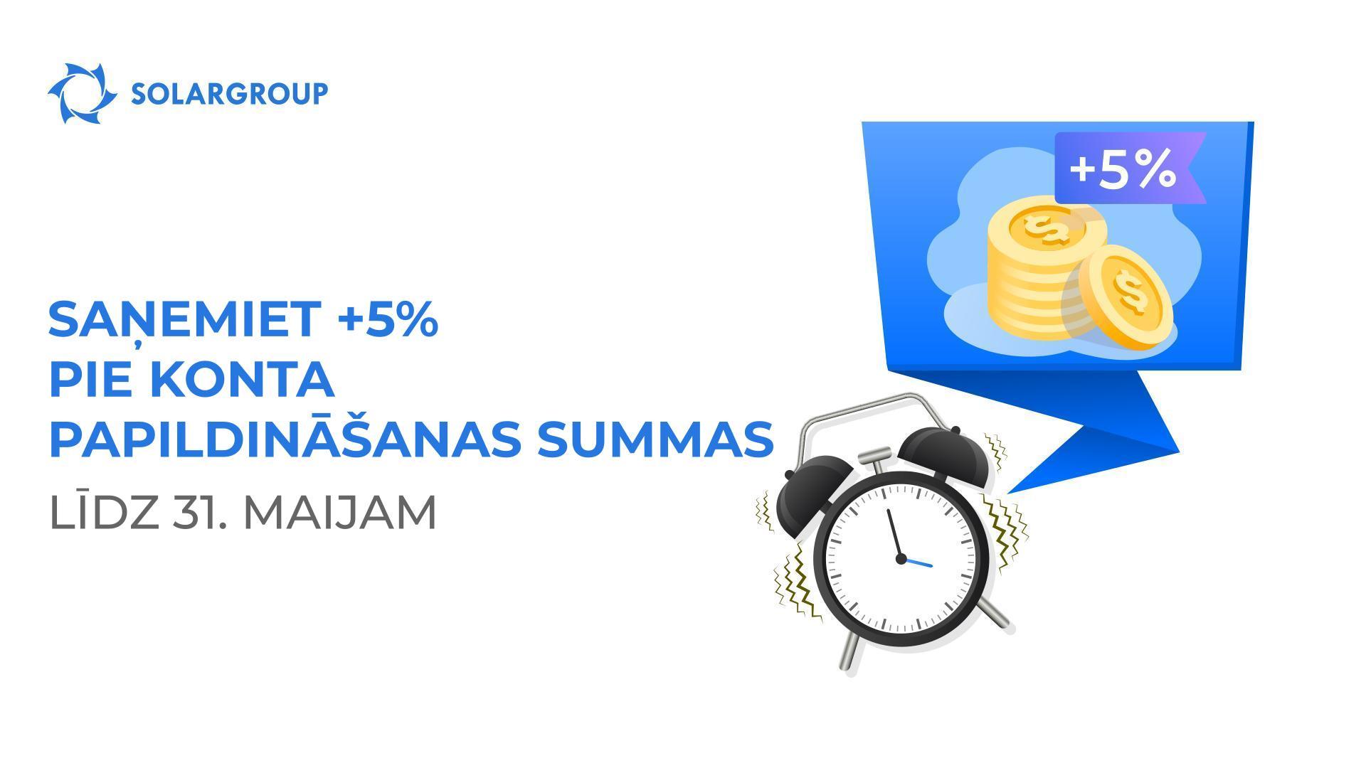 Akcijas «+5% par konta papildināšanu» pēdējā nedēļa