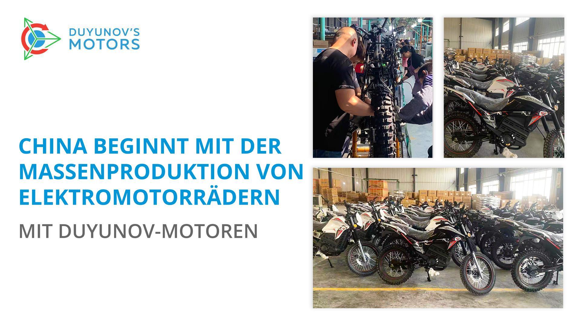 China beginnt mit der Massenproduktion der Elektromotorräder mit Duyunov-Motoren