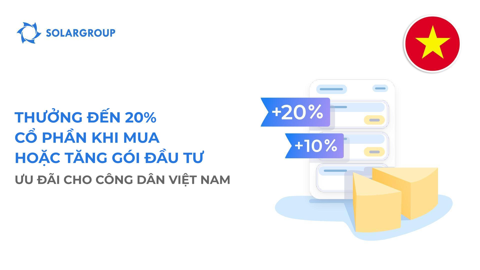 "Tiền thưởng theo khu vực" cho Việt Nam: lên đến 20% khi mua hoặc tăng kích cỡ gói đầu tư