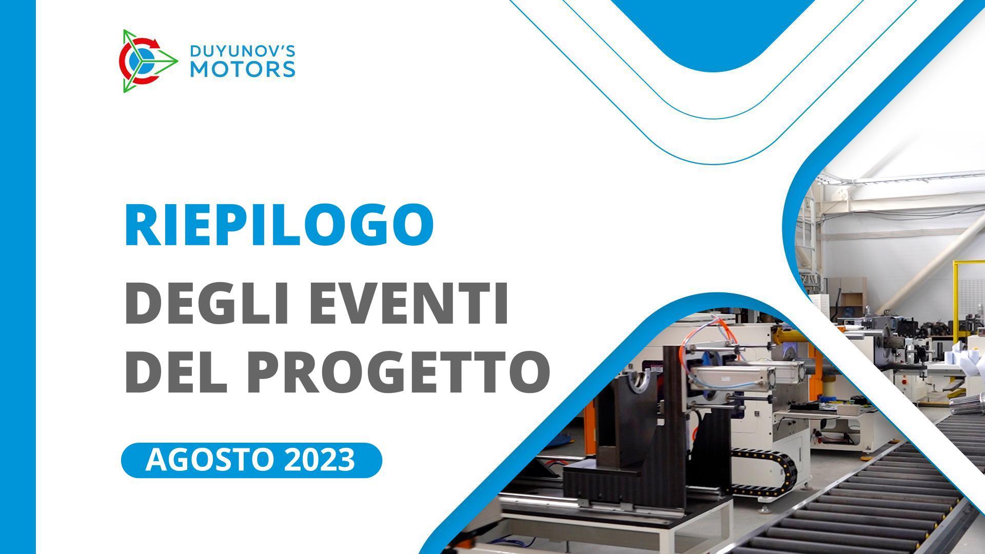 Eventi chiave del progetto ad agosto