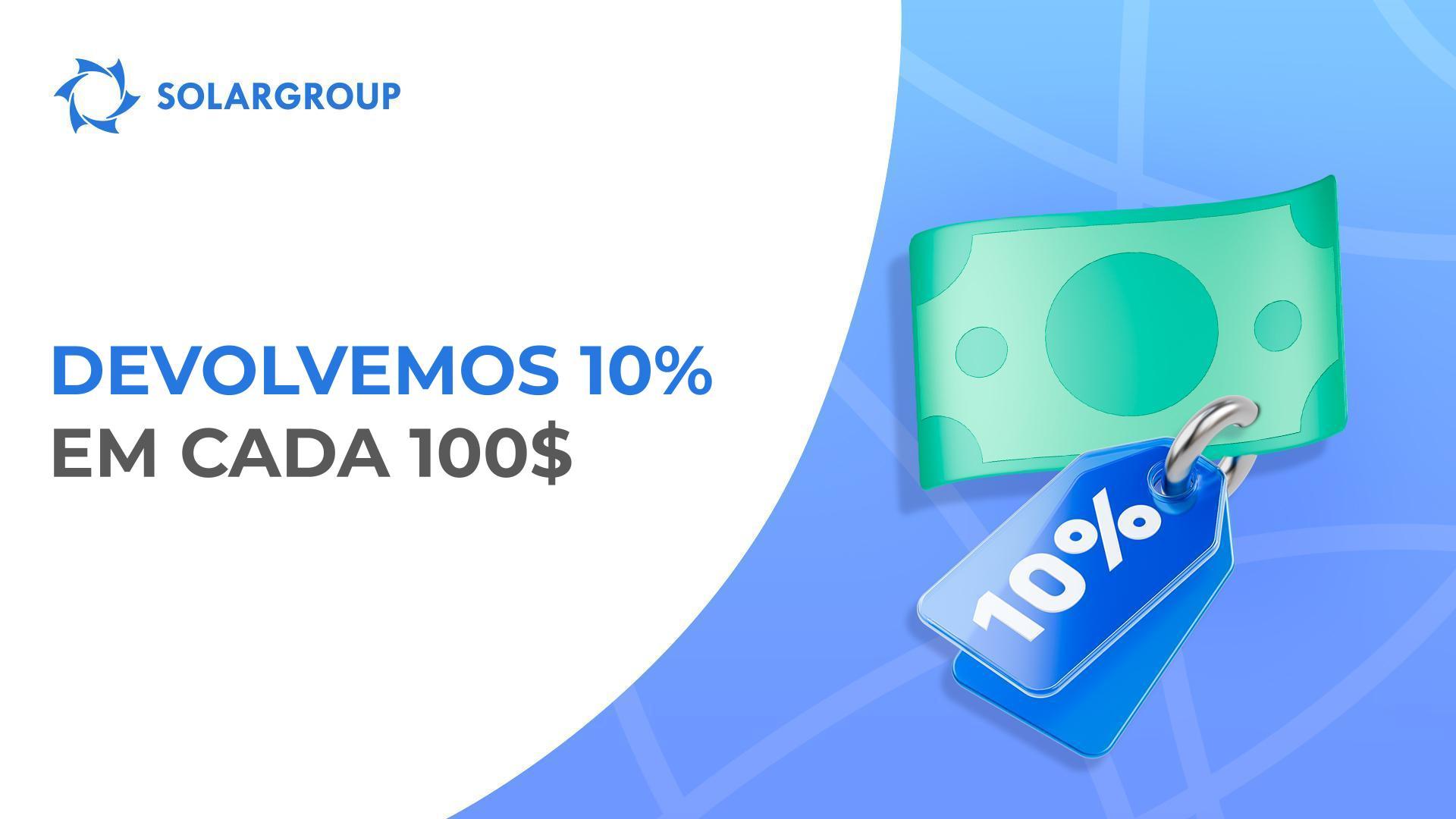 Reembolso de 10%: adquira novos pacotes e receba dinheiro de volta em cada pagamento