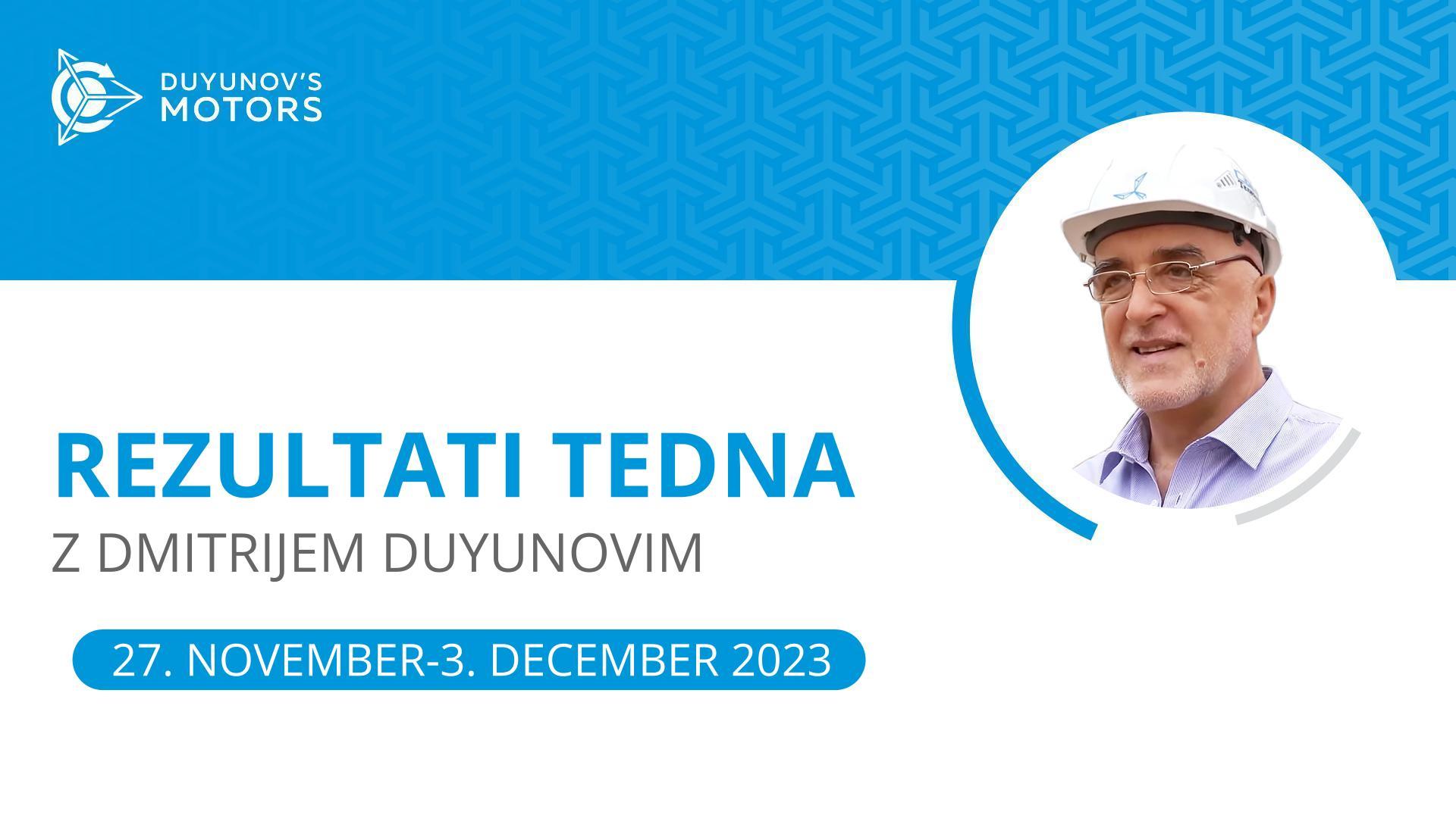 Ključni dogodki tedna v projektu "Duyunovi motorji"