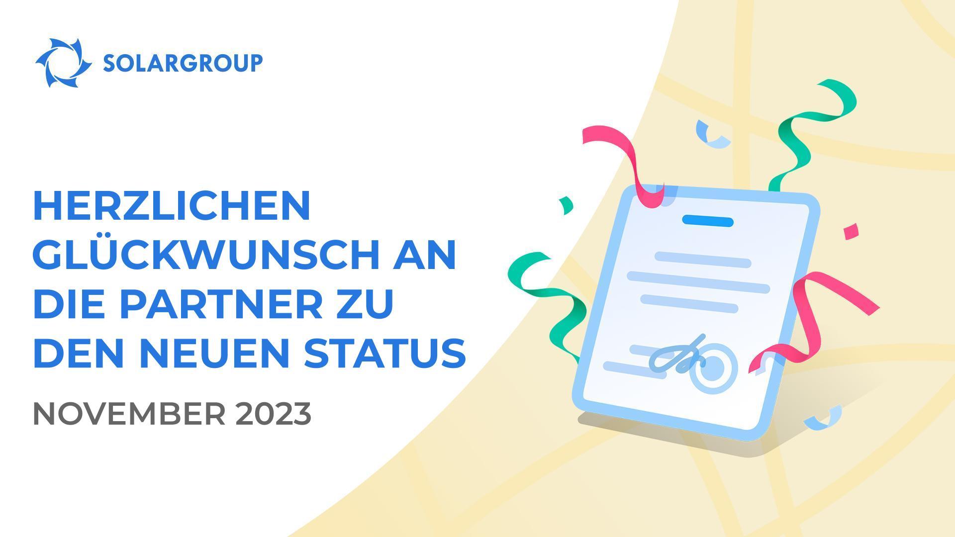 Herzlichen Glückwunsch an die Partner zu den neuen Status!
