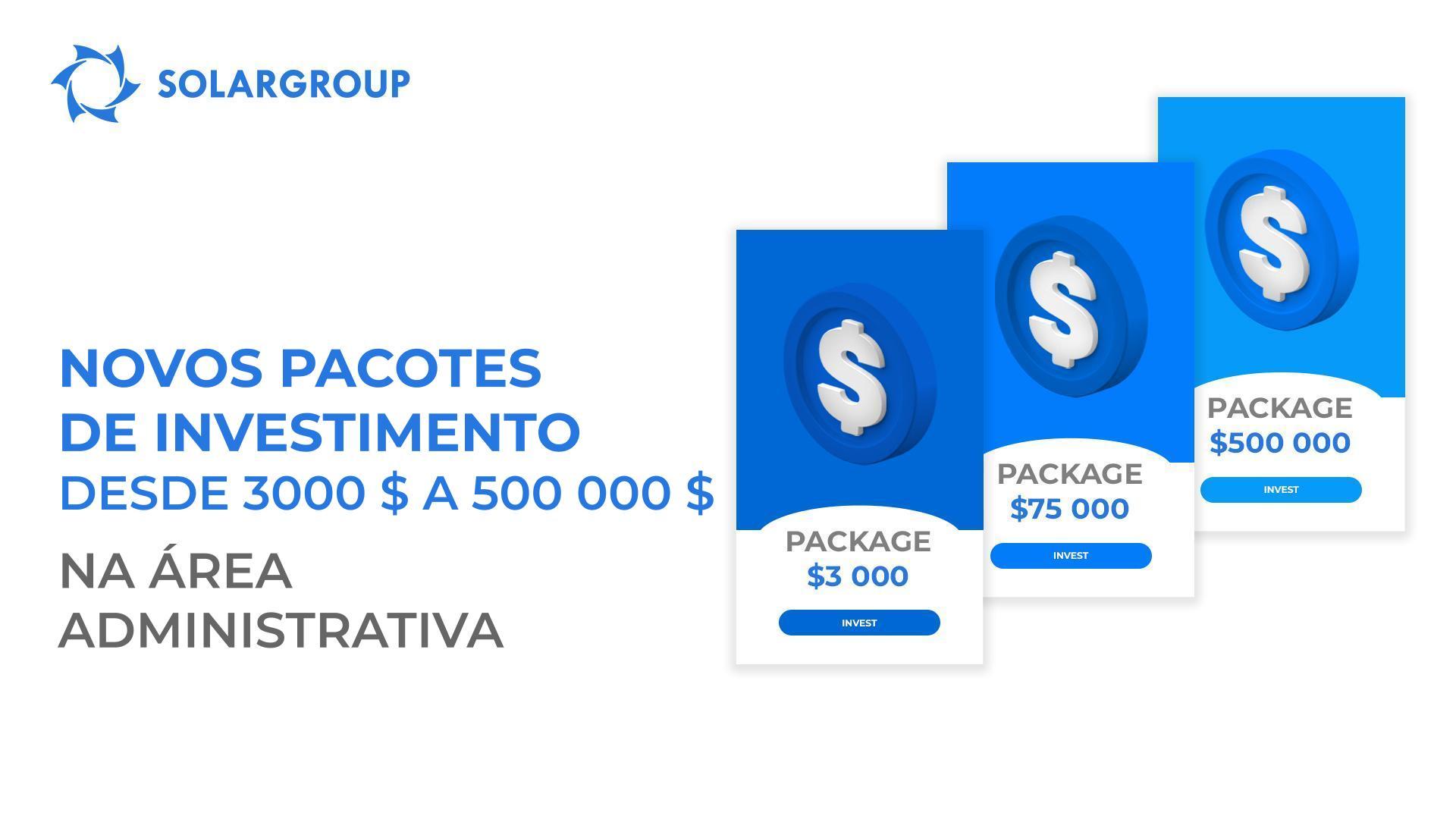 Pacotes de investimento de novas denominações disponíveis na área administrativa