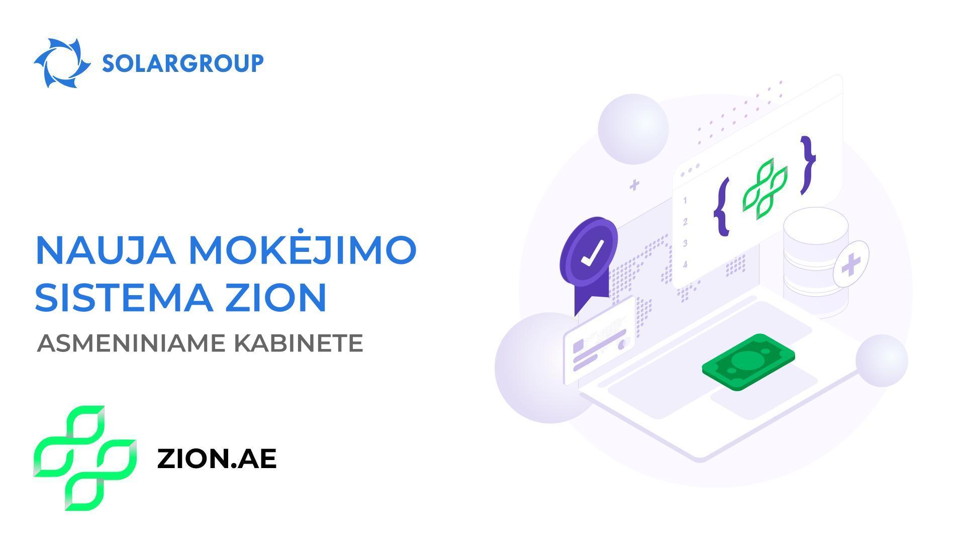 Nauja mokėjimo sistema Zion asmeniniame kabinete